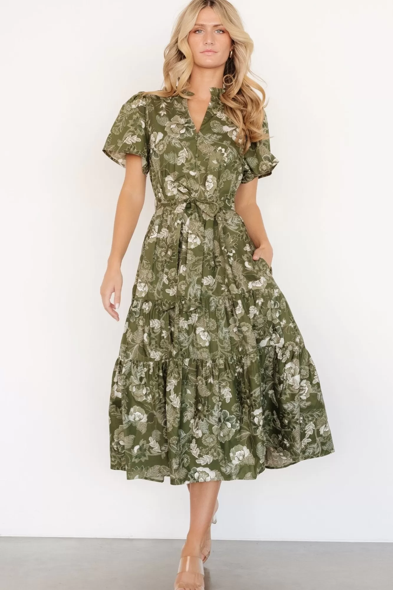 Baltic Born Midi Dresses | Midi Dresses | Adara Midi Dress | Olive Floral