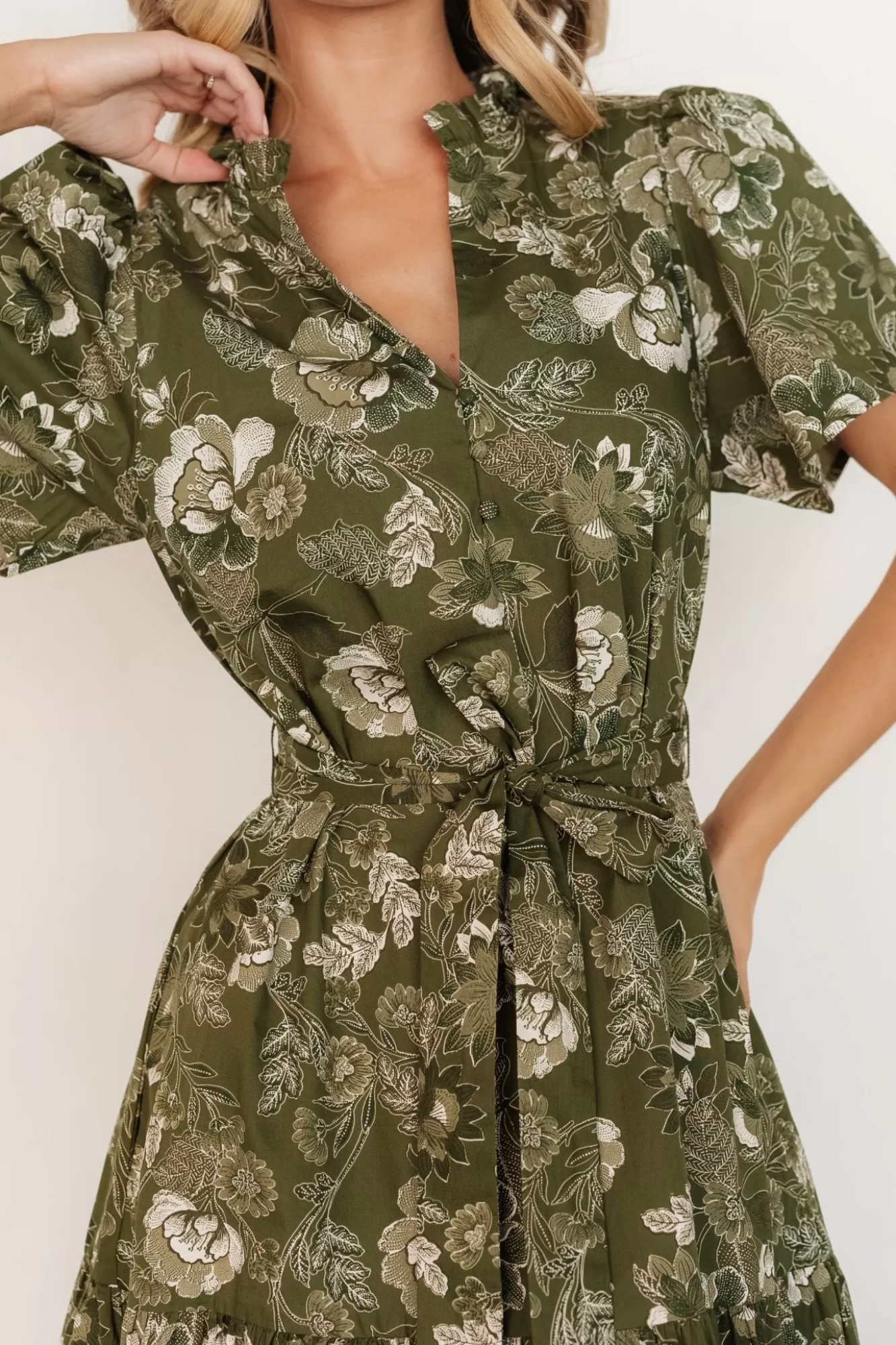 Baltic Born Midi Dresses | Midi Dresses | Adara Midi Dress | Olive Floral