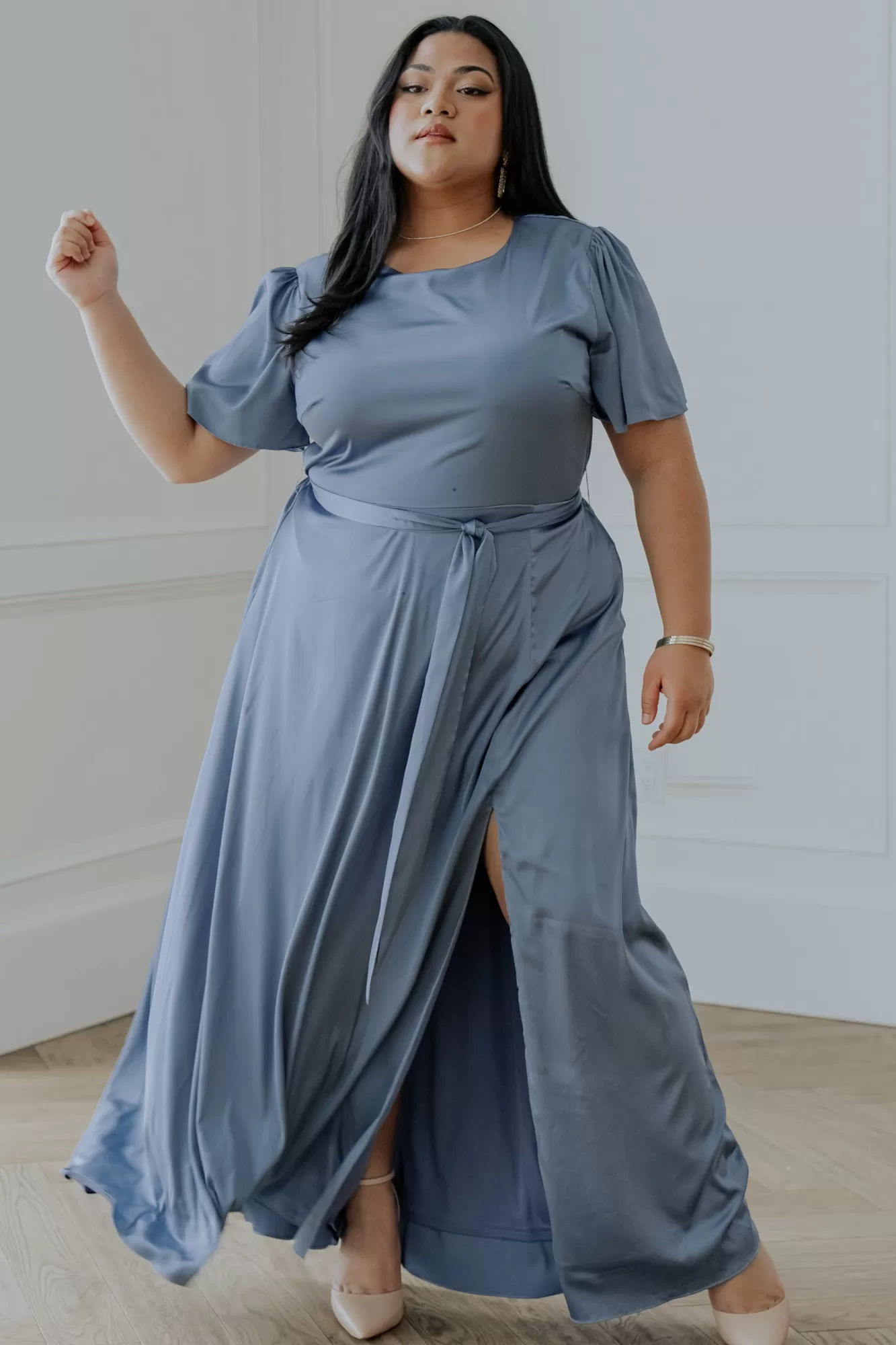 Baltic Born Maxi Dresses | Maxi Dresses | Agnes Satin Maxi Dress | Whisper Blue