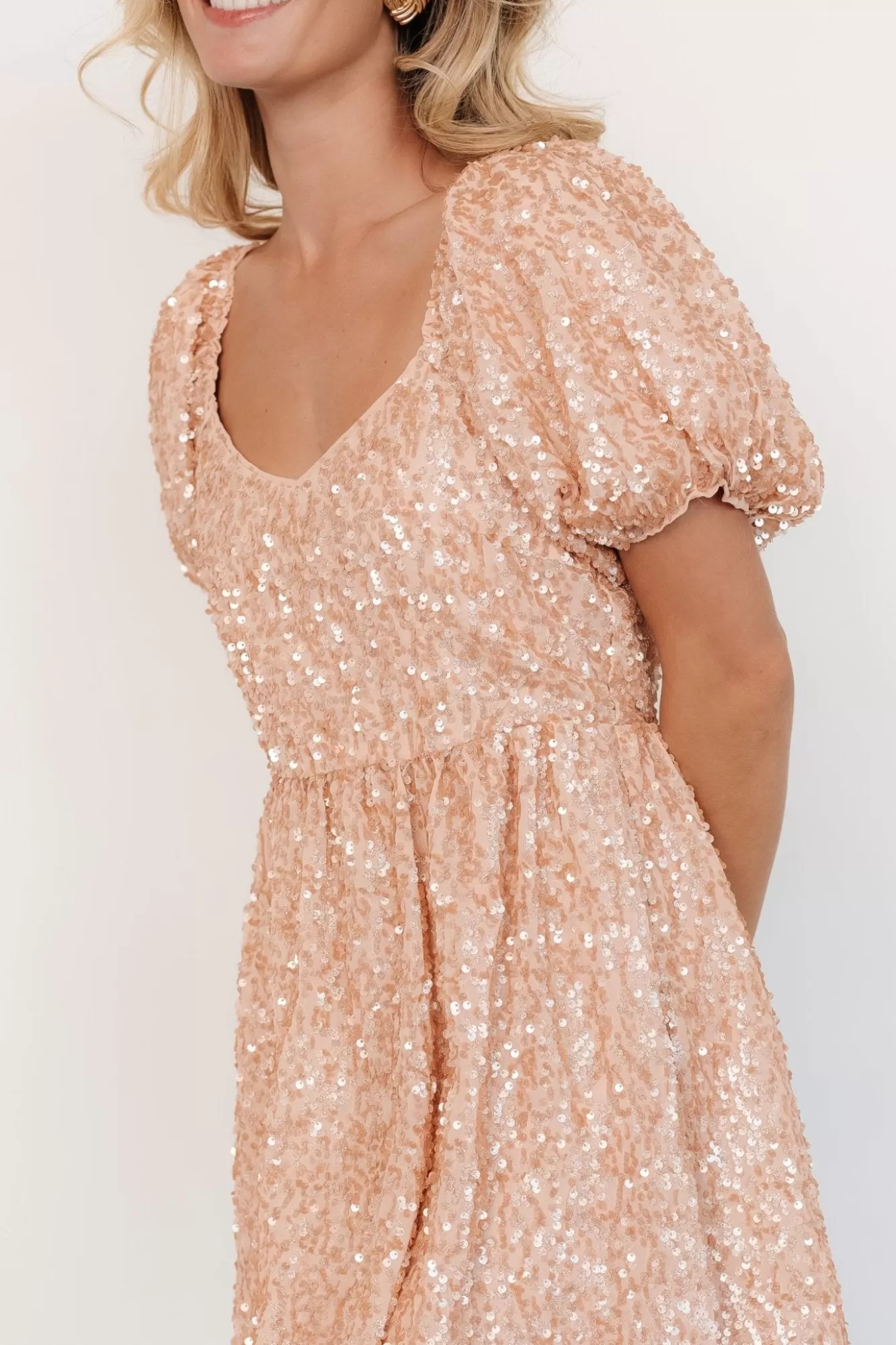 Baltic Born Short Dresses | Short Dresses | Ainsley Sequin Short Dress | Rose Gold