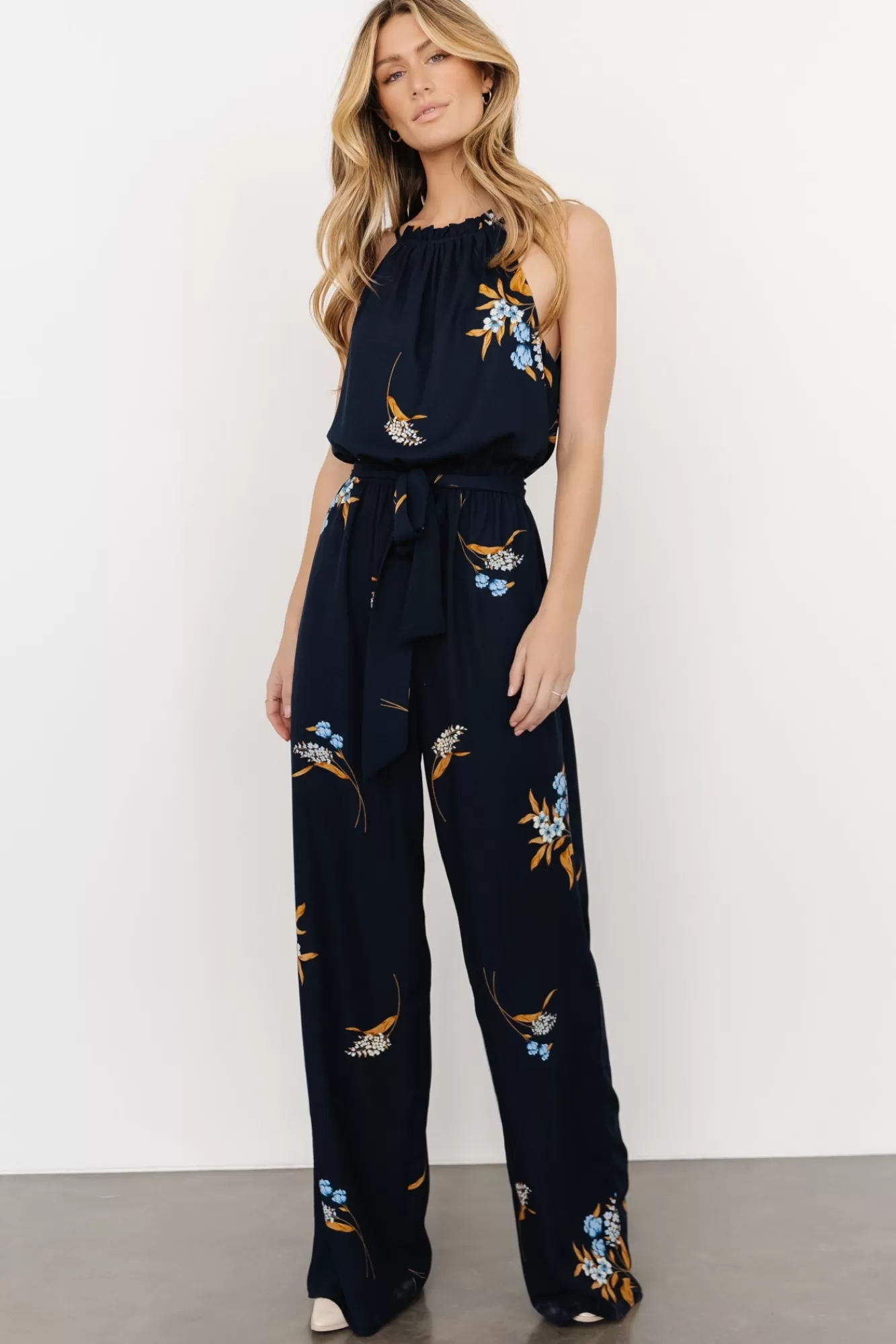 Baltic Born Jumpsuits + Rompers | Alameda Halter Jumpsuit | Navy Blue Floral