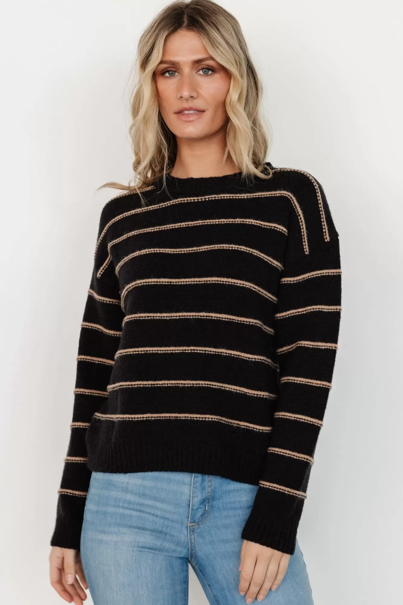 Baltic Born Sweaters | Alanis Stripe Sweater | Black + Camel