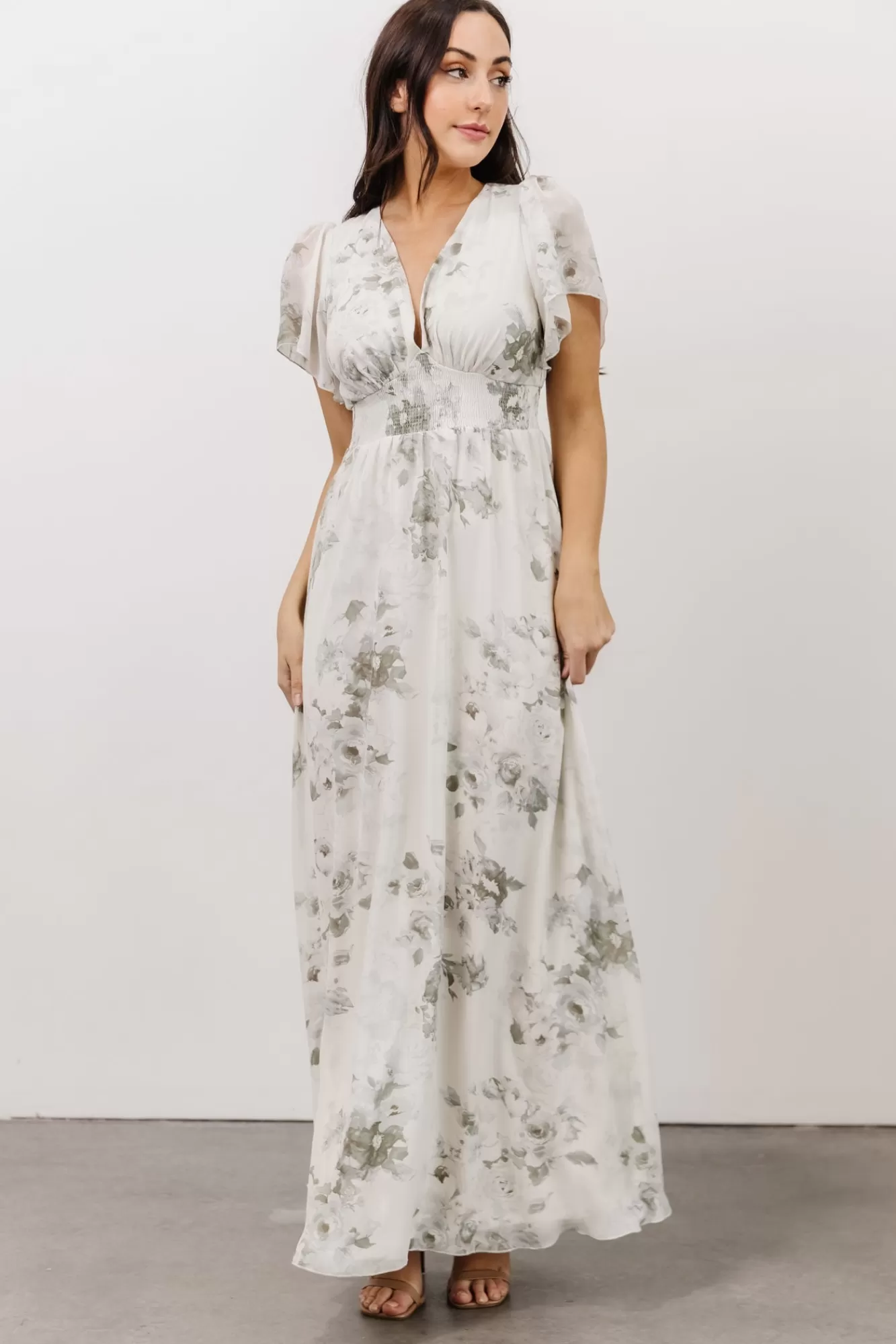 Baltic Born Maxi Dresses | Maxi Dresses | Alexandria Smocked Maxi Dress | Dusty Sage Floral