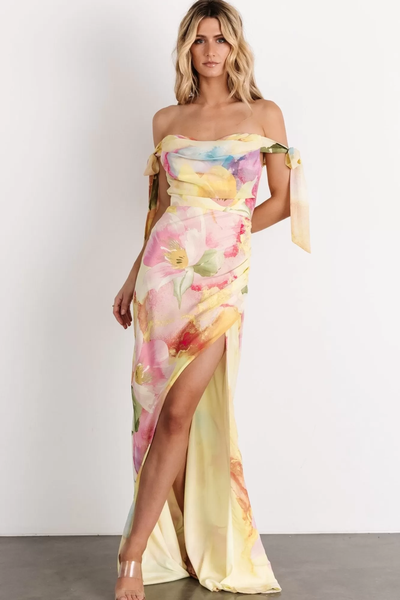 Baltic Born Maxi Dresses | Maxi Dresses | Allegra Off Shoulder Maxi Dress | Multi Floral