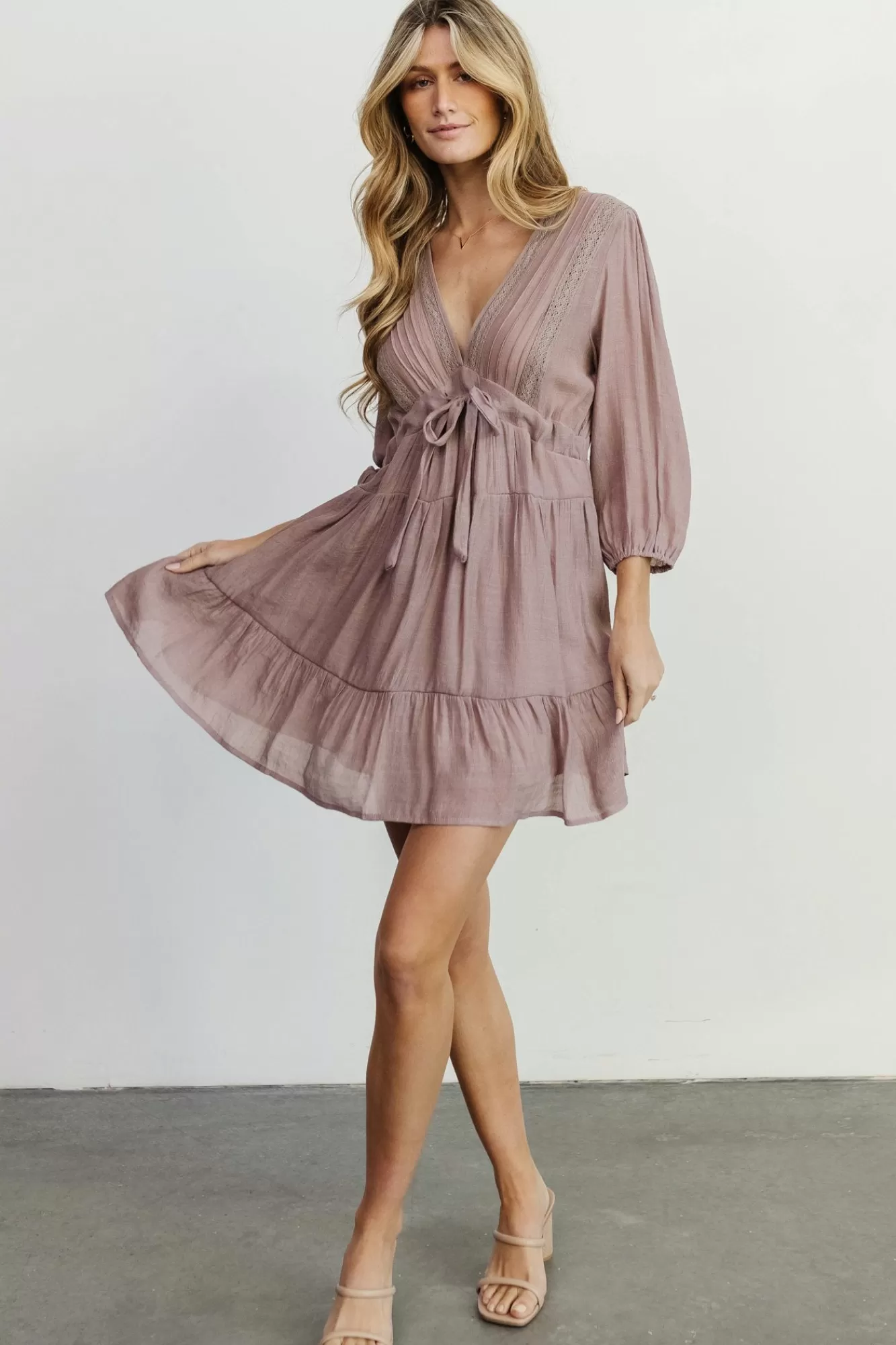 Baltic Born Short Dresses | Short Dresses | Amelia Boho Mini Dress | Dusty Lavender