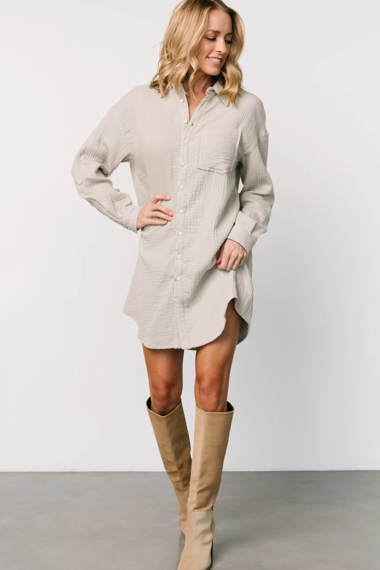 Baltic Born Short Dresses | Short Dresses | Andres Button Shirt Dress | Light Sage