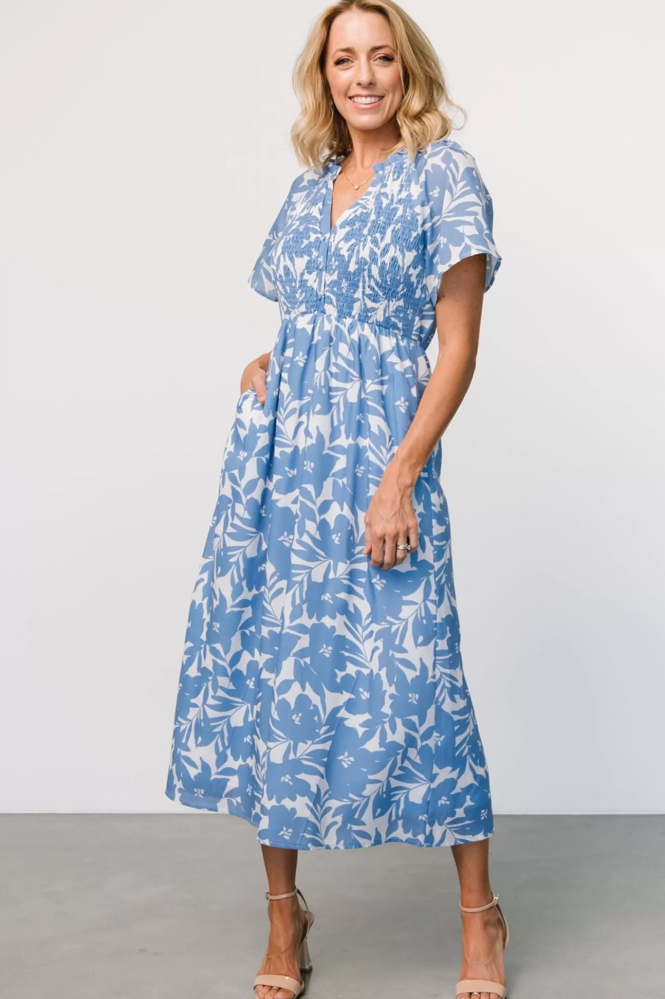 Baltic Born Midi Dresses | Midi Dresses | Annise Midi Dress | Blue Floral