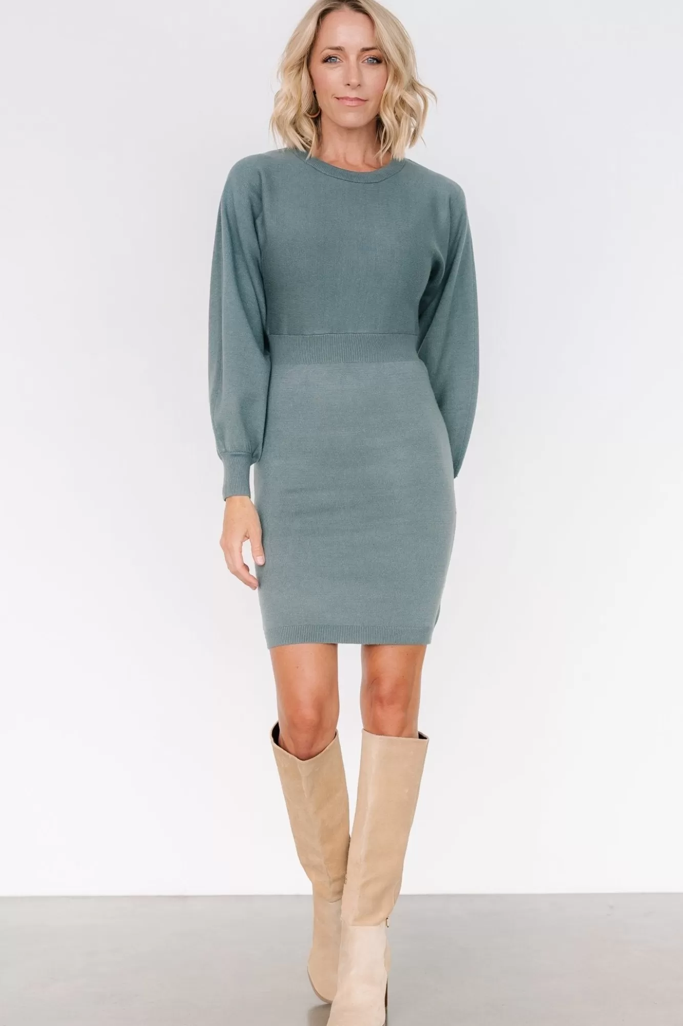 Baltic Born Short Dresses | Short Dresses | Anson Sweater Dress | Winter Green