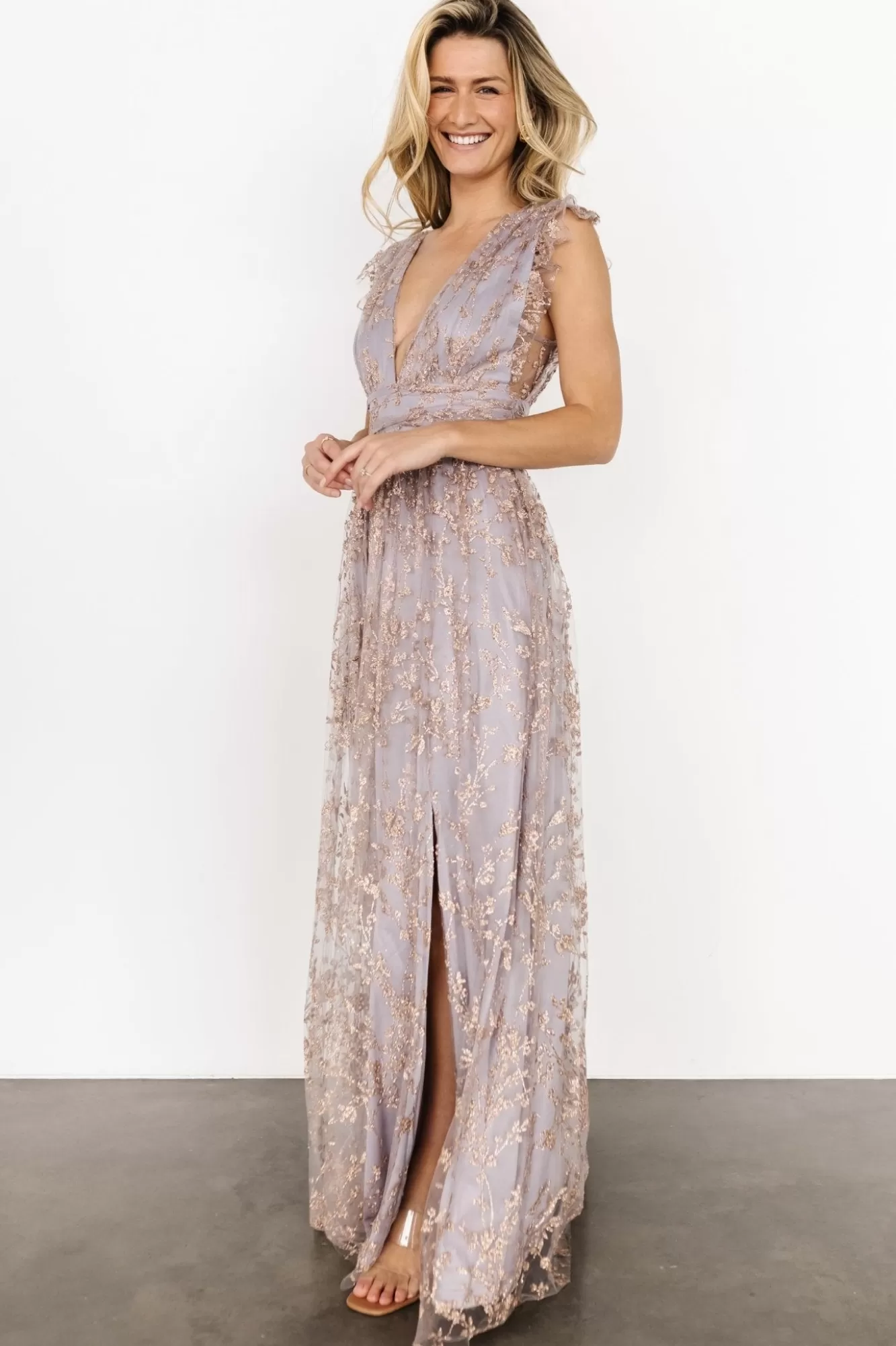 Baltic Born Maxi Dresses | Maxi Dresses | Arlene Shimmer Gown | Dusty Lilac + Rose