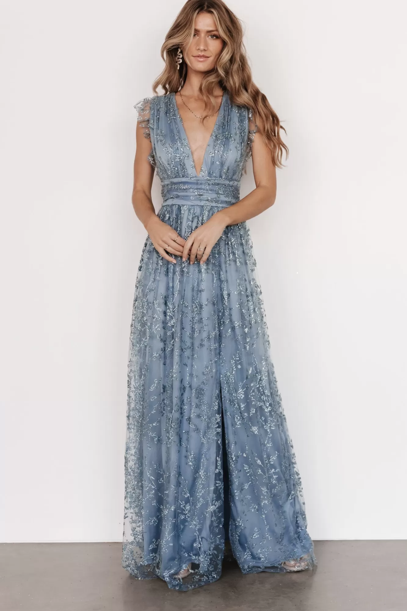 Baltic Born Maxi Dresses | Maxi Dresses | Arlene Shimmer Gown | Winter Blue