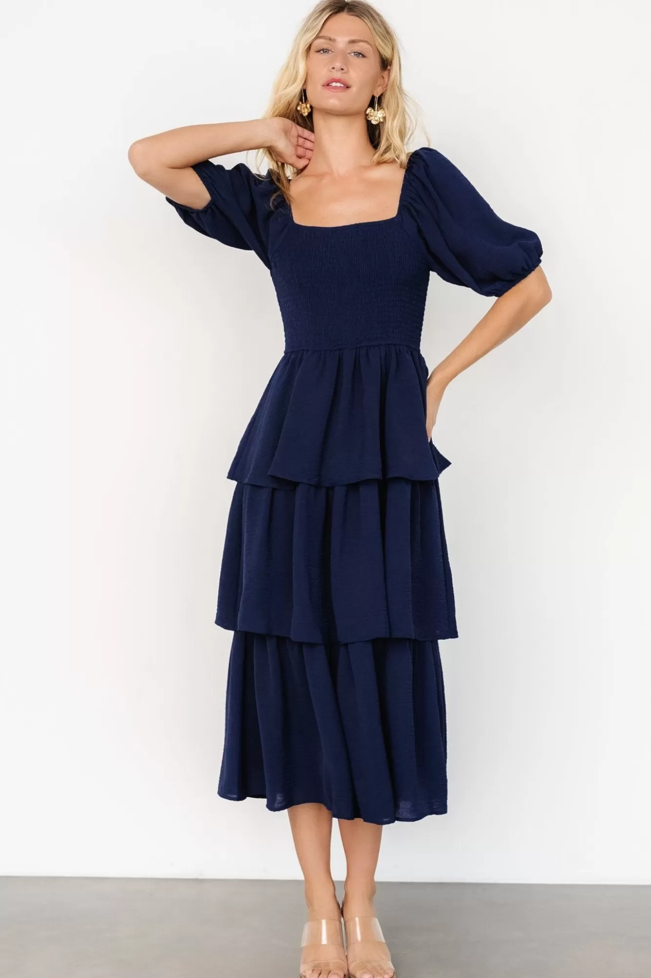 Baltic Born Midi Dresses | Midi Dresses | Ashbourne Tiered Dress | Midnight Blue