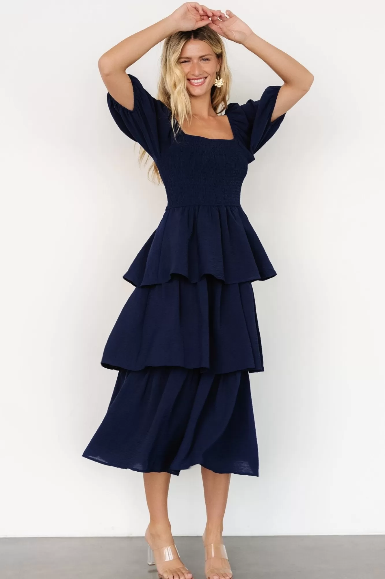 Baltic Born Midi Dresses | Midi Dresses | Ashbourne Tiered Dress | Midnight Blue