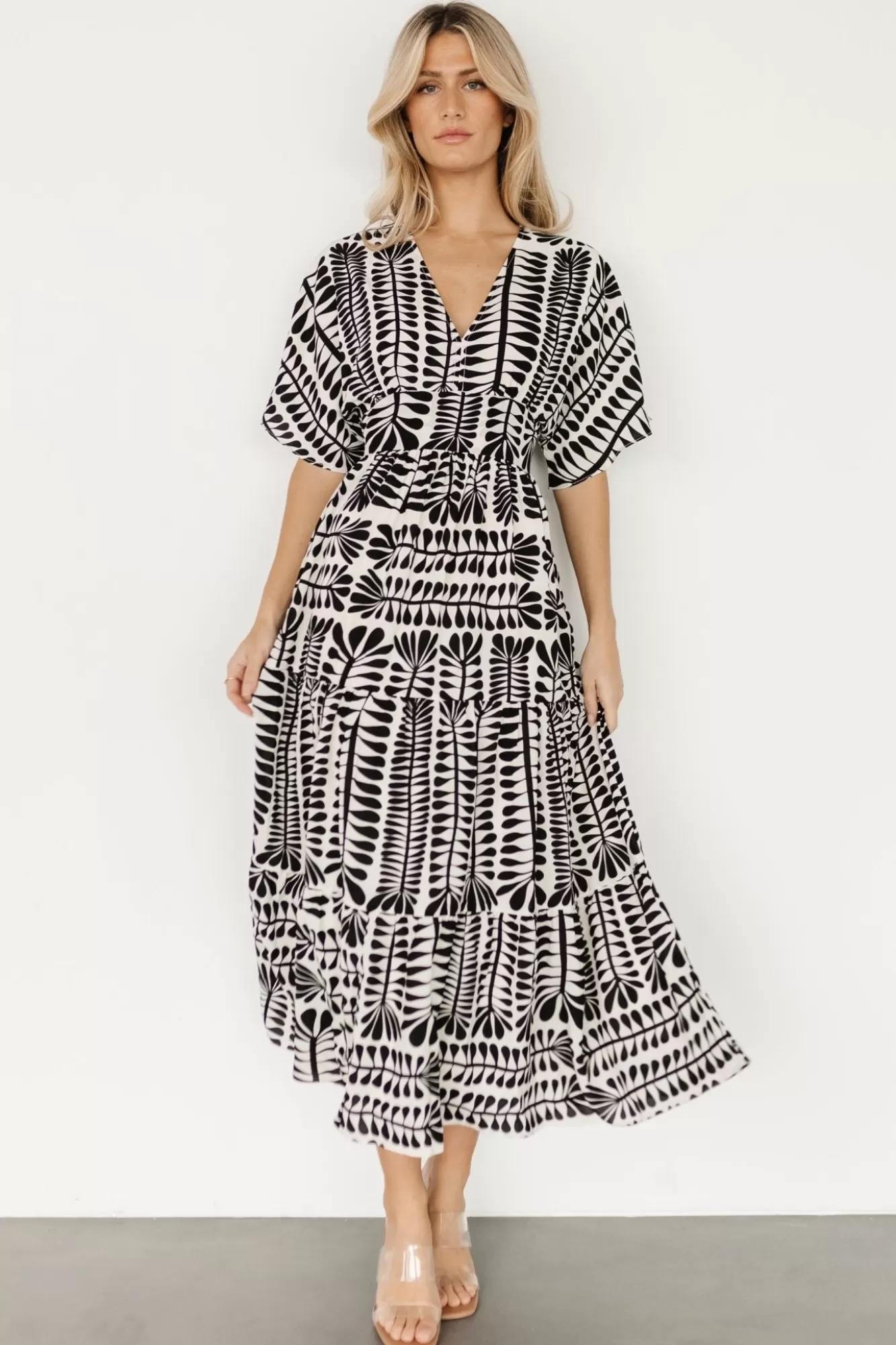 Baltic Born Midi Dresses | Midi Dresses | Austin Kimono Dress | Black Print