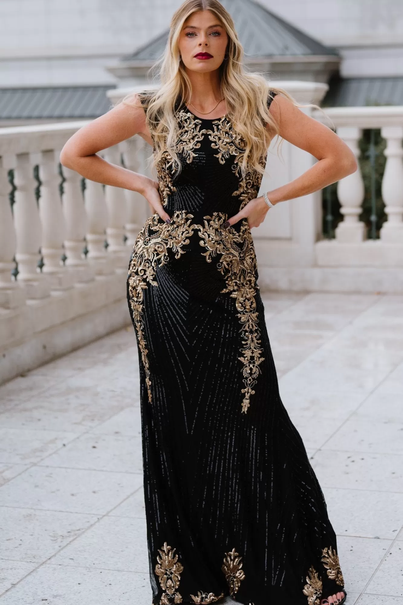 Baltic Born Maxi Dresses | Maxi Dresses | Azura Gown | Black + Gold