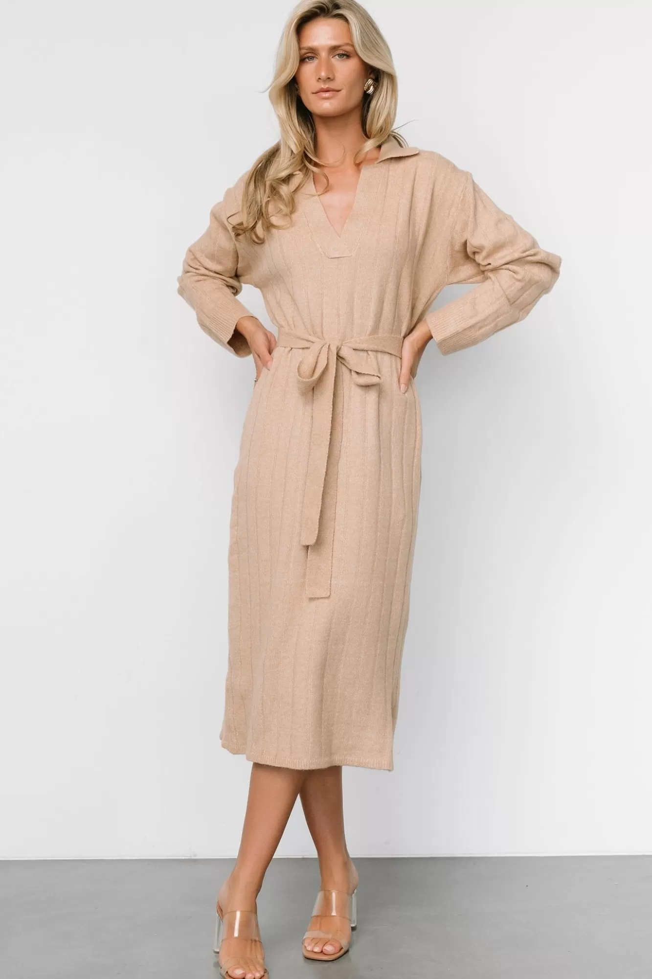 Baltic Born Midi Dresses | Midi Dresses | Barrie Sweater Dress | Light Tan