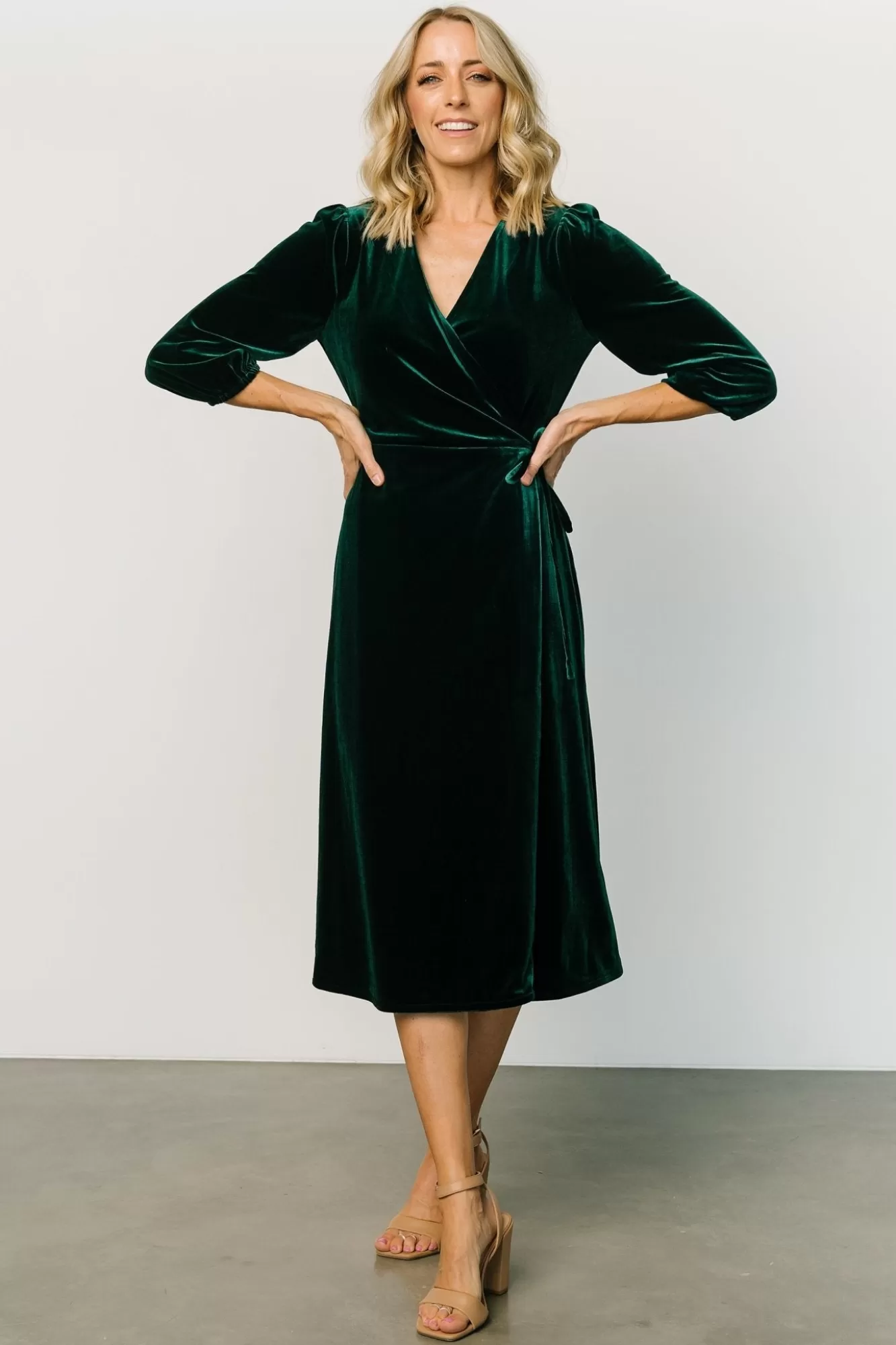 Baltic Born Midi Dresses | Midi Dresses | Beckinsale Velvet Wrap Dress | Dark Green