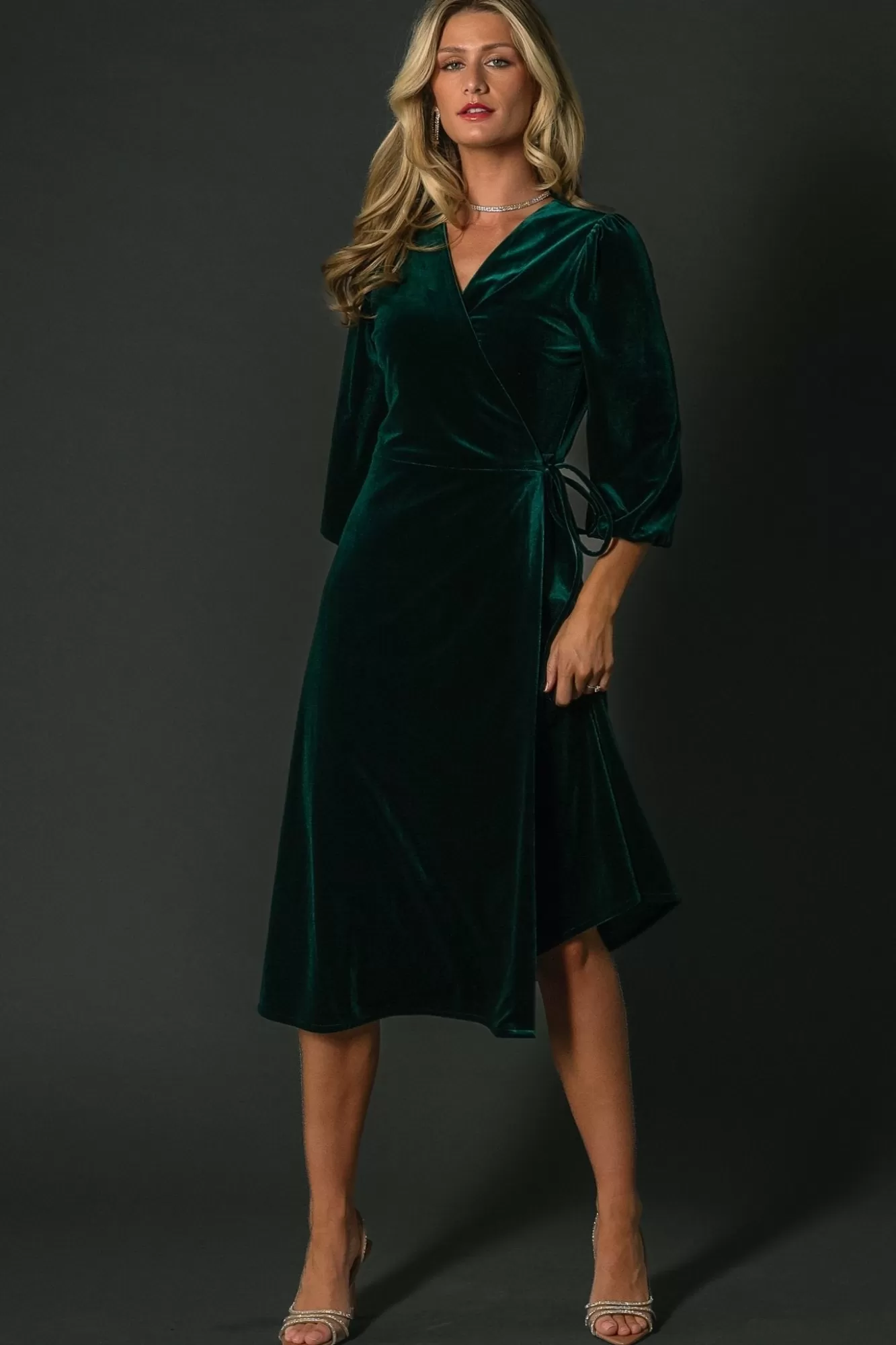 Baltic Born Midi Dresses | Midi Dresses | Beckinsale Velvet Wrap Dress | Dark Green