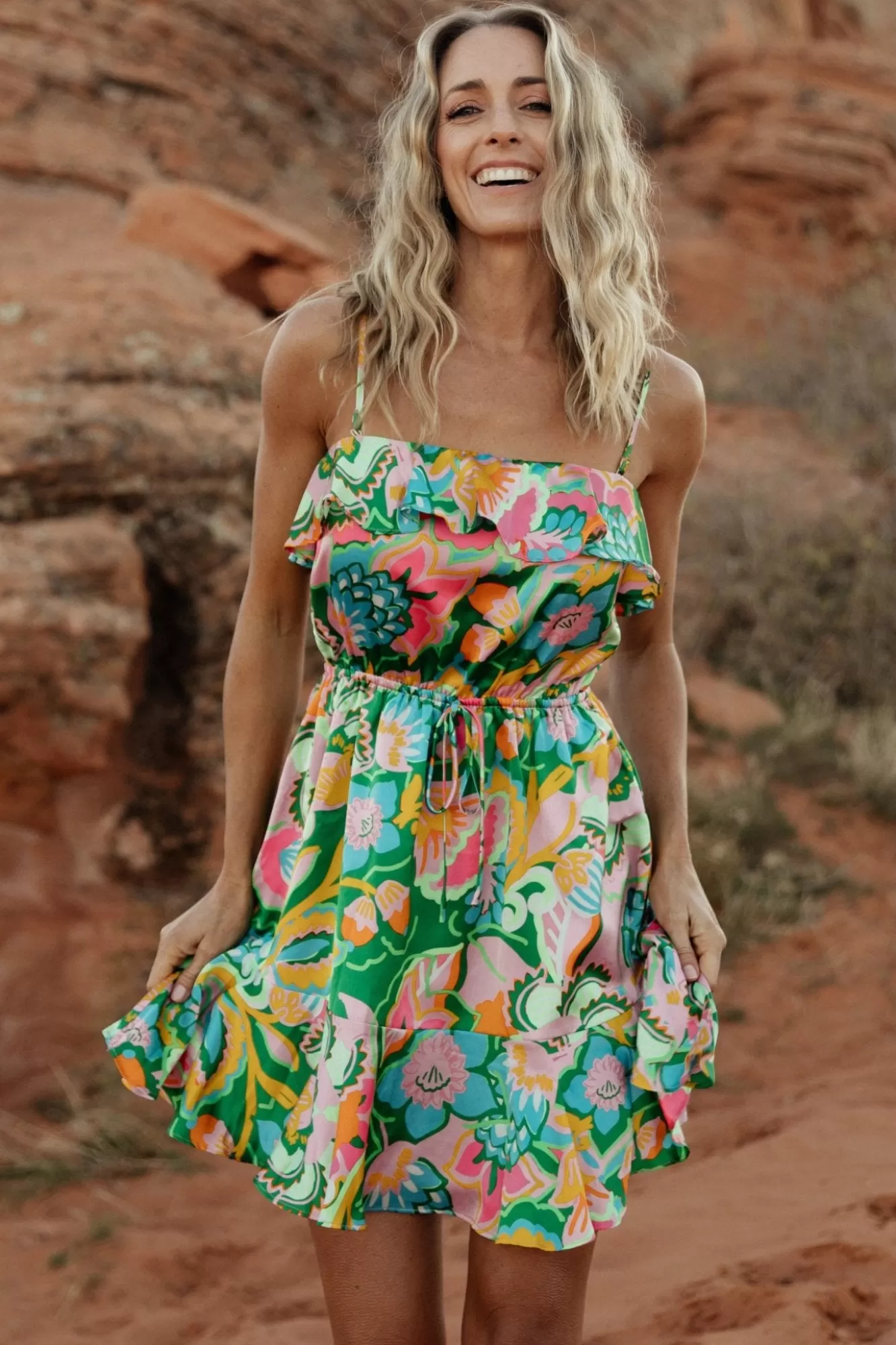 Baltic Born Short Dresses | Short Dresses | Braiden Short Dress | Green Multi Floral