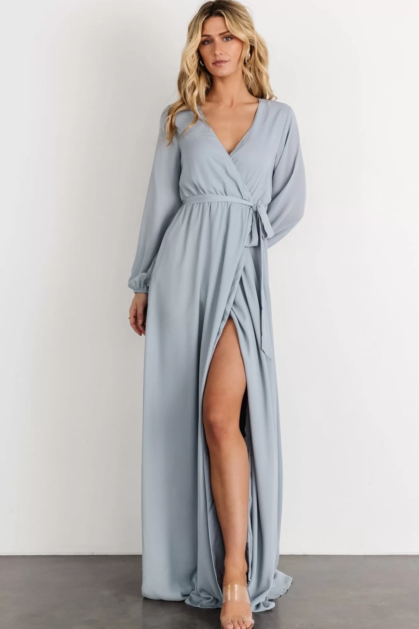 Baltic Born Maxi Dresses | Maxi Dresses | Breanne Faux Wrap Maxi Dress | Light Blue