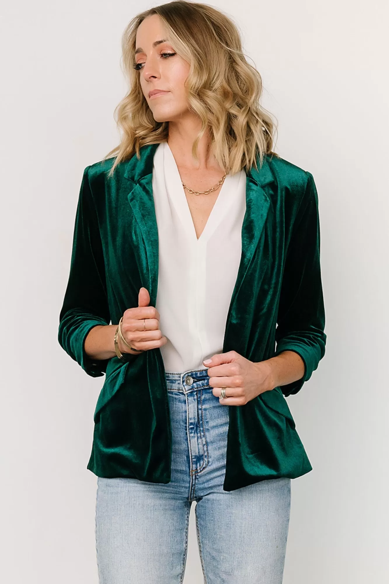 Baltic Born Semi-Formal | Outerwear | Brinton Velvet Blazer | Dark Green