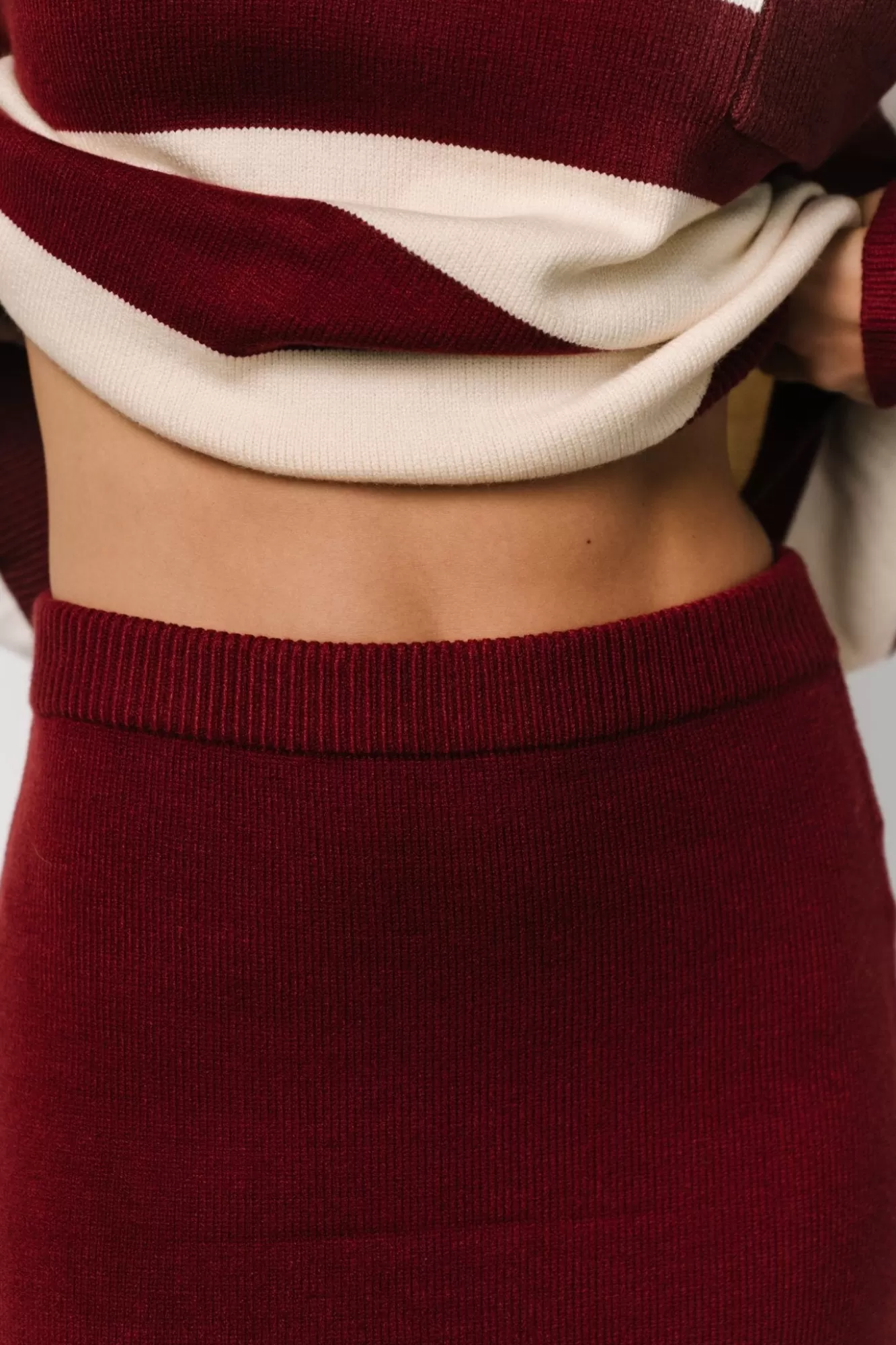 Baltic Born Midi Dresses | Midi Dresses | Carlotta Sweater + Skirt Set | Burgundy + Cream