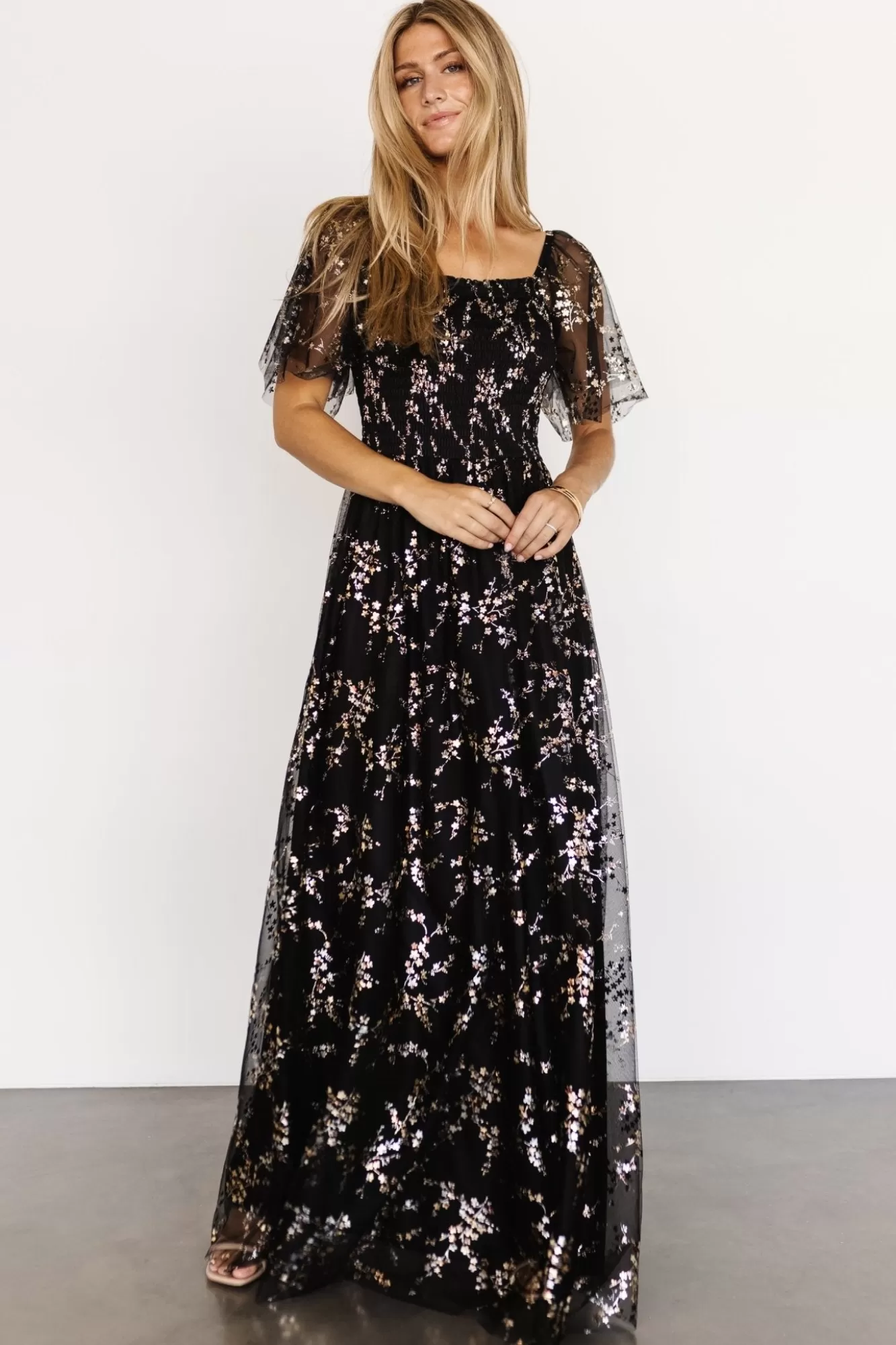 Baltic Born Maxi Dresses | Maxi Dresses | Cassandra Tulle Maxi Dress | Metallic Black