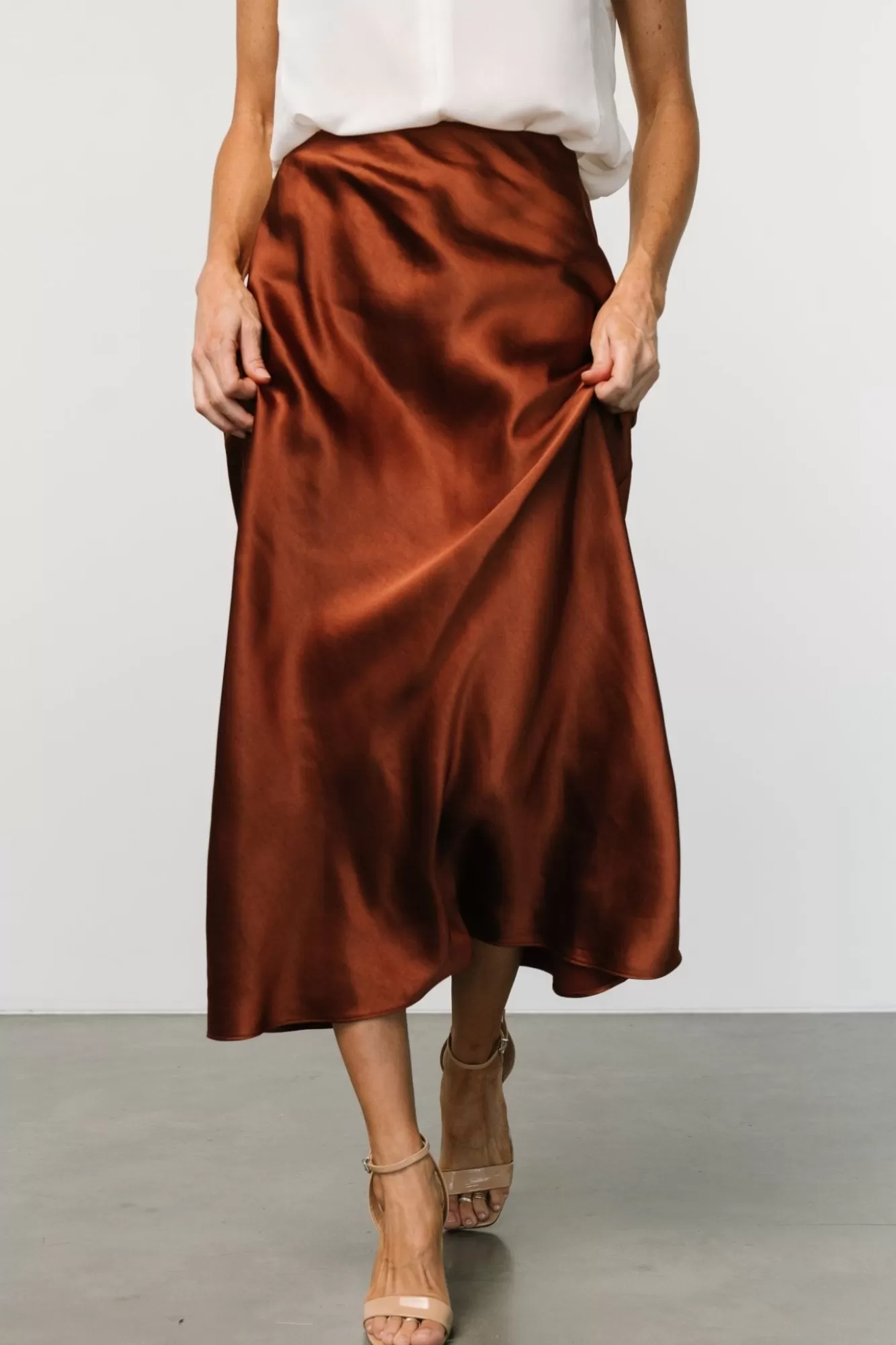 Baltic Born Midi Dresses | Midi Dresses | Celeste Satin Midi Skirt |