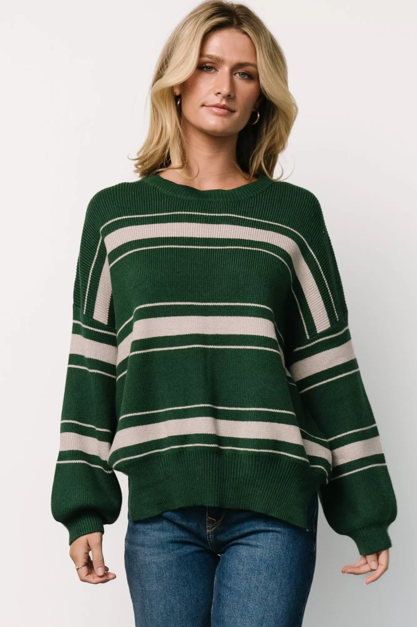 Baltic Born Sweaters | Charlie Striped Sweater | Dark Green