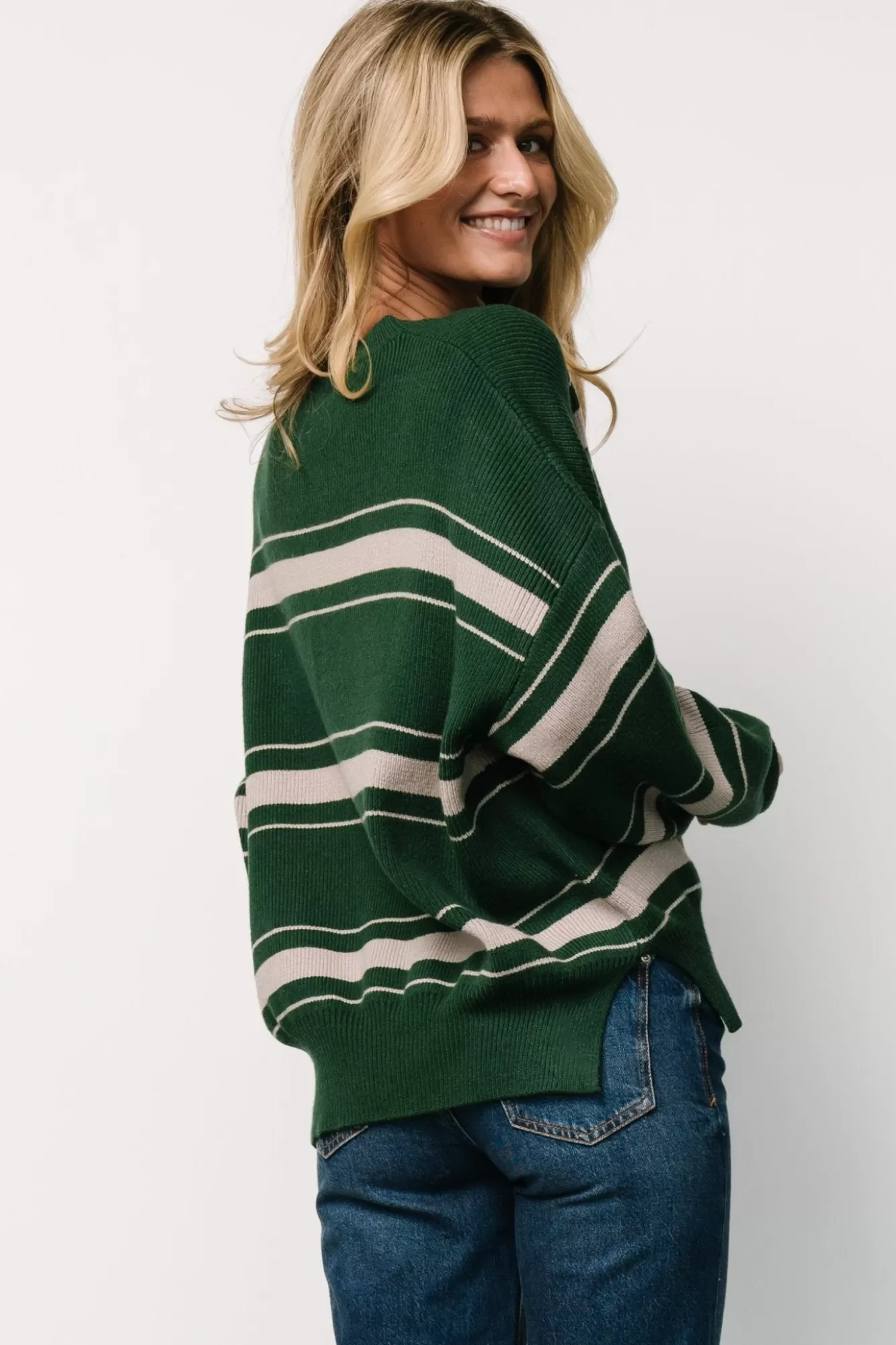 Baltic Born Sweaters | Charlie Striped Sweater | Dark Green