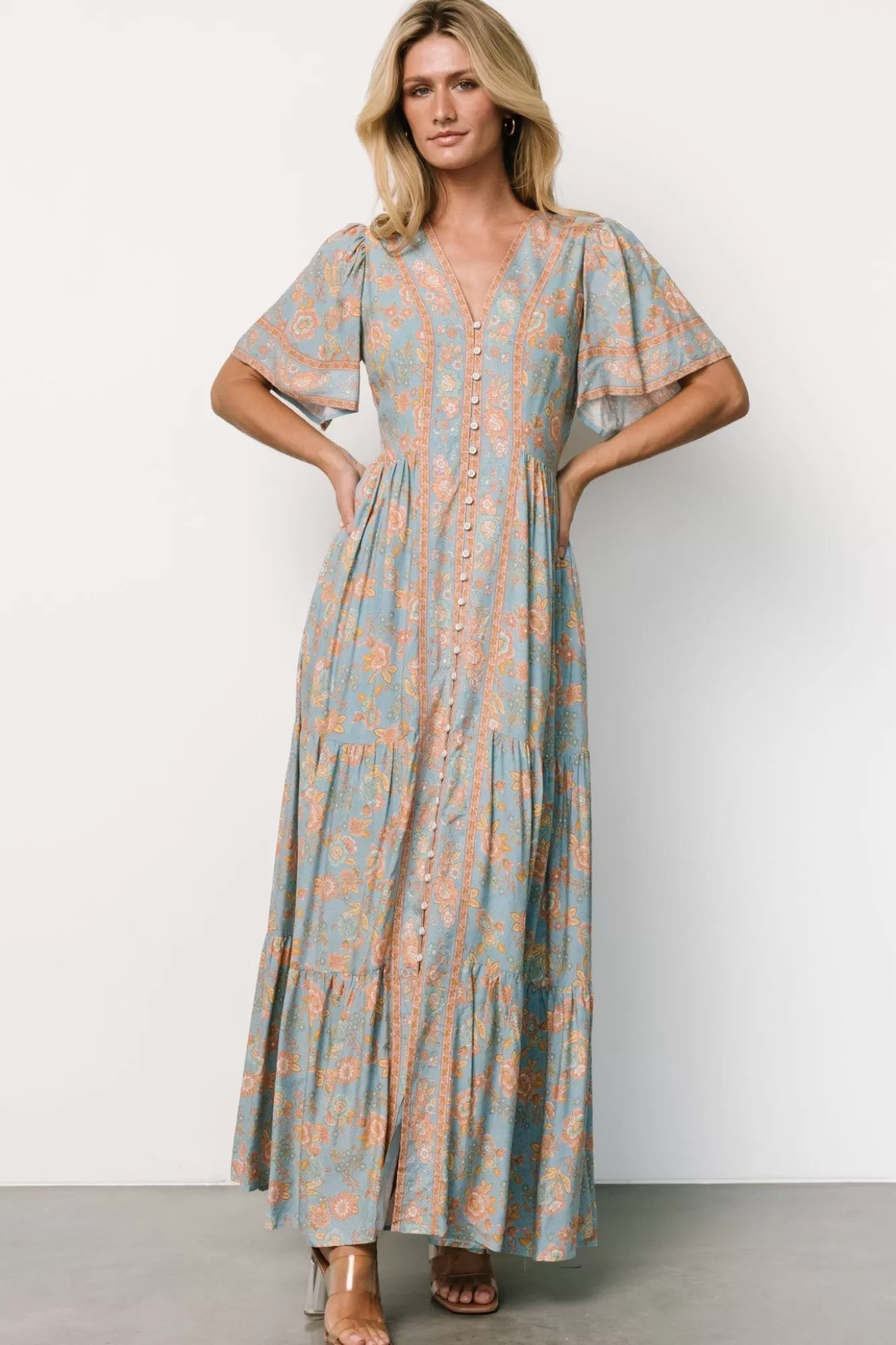 Baltic Born Maxi Dresses | Maxi Dresses | Cheryl Maxi Dress | Dusty Blue Floral