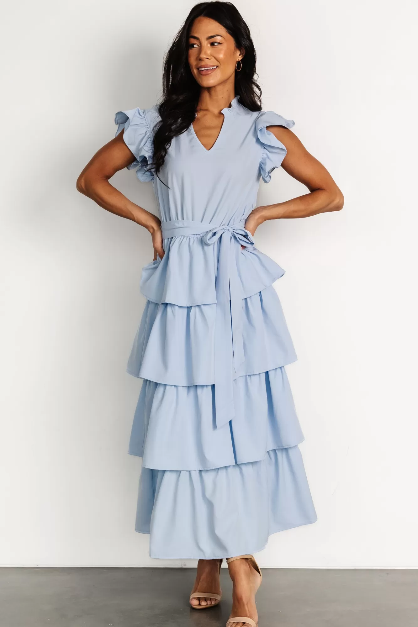 Baltic Born Maxi Dresses | Maxi Dresses | Chrysanthi Tiered Dress | Light Blue