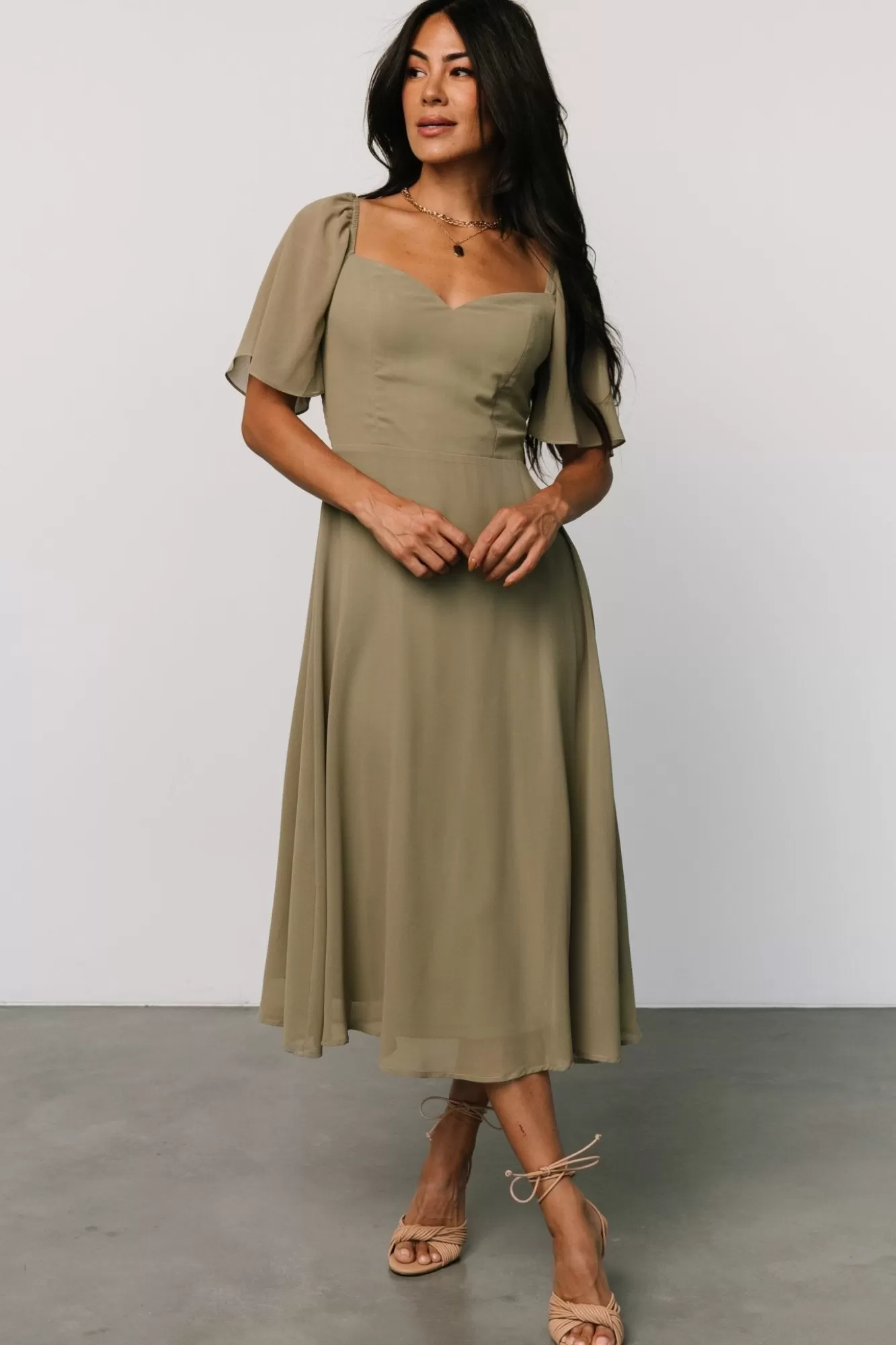 Baltic Born Midi Dresses | Midi Dresses | Colette Sweetheart Midi Dress | Dusty Olive