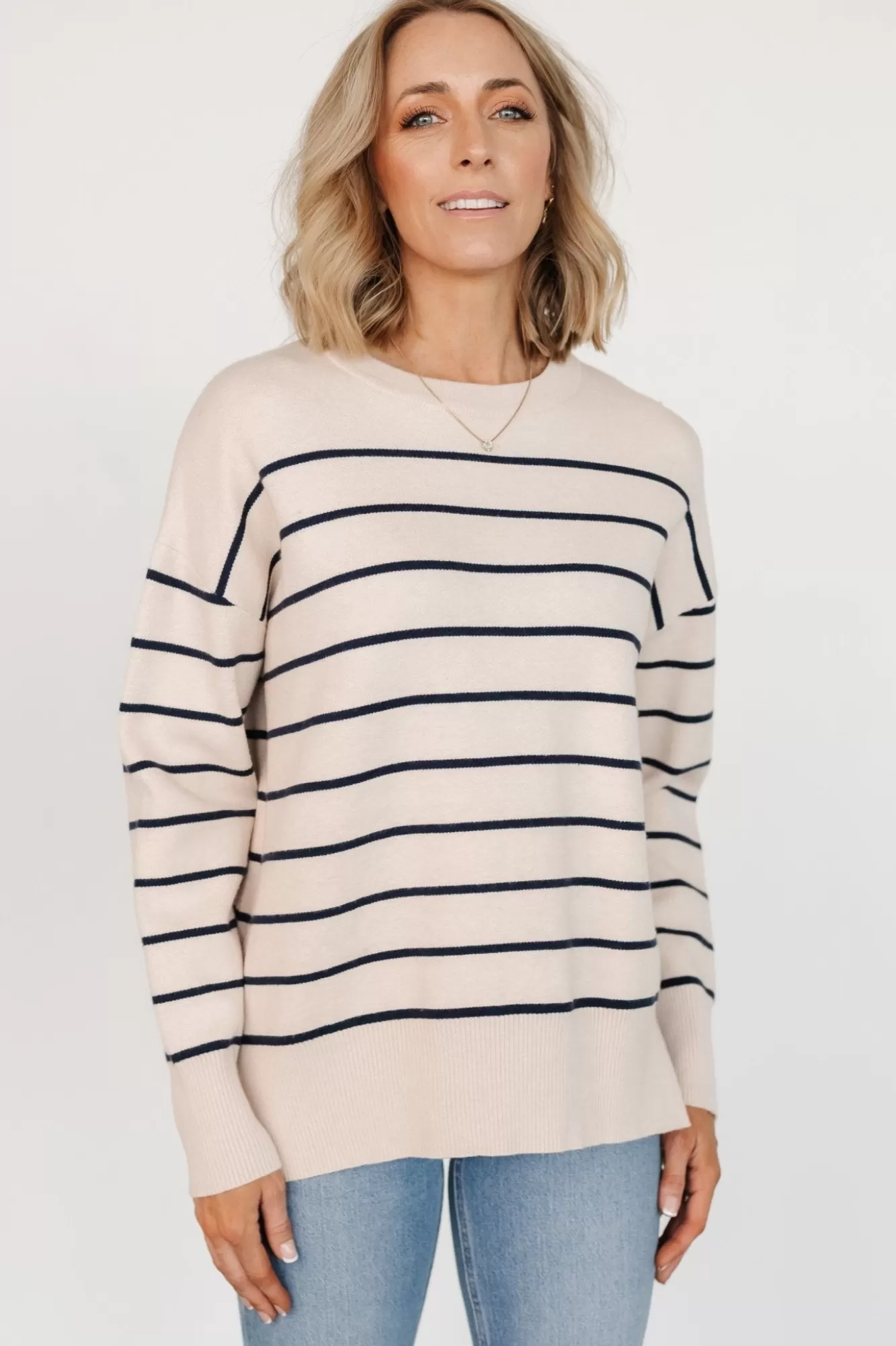 Baltic Born Sweaters | Colmar Striped Sweater | Cream + Navy