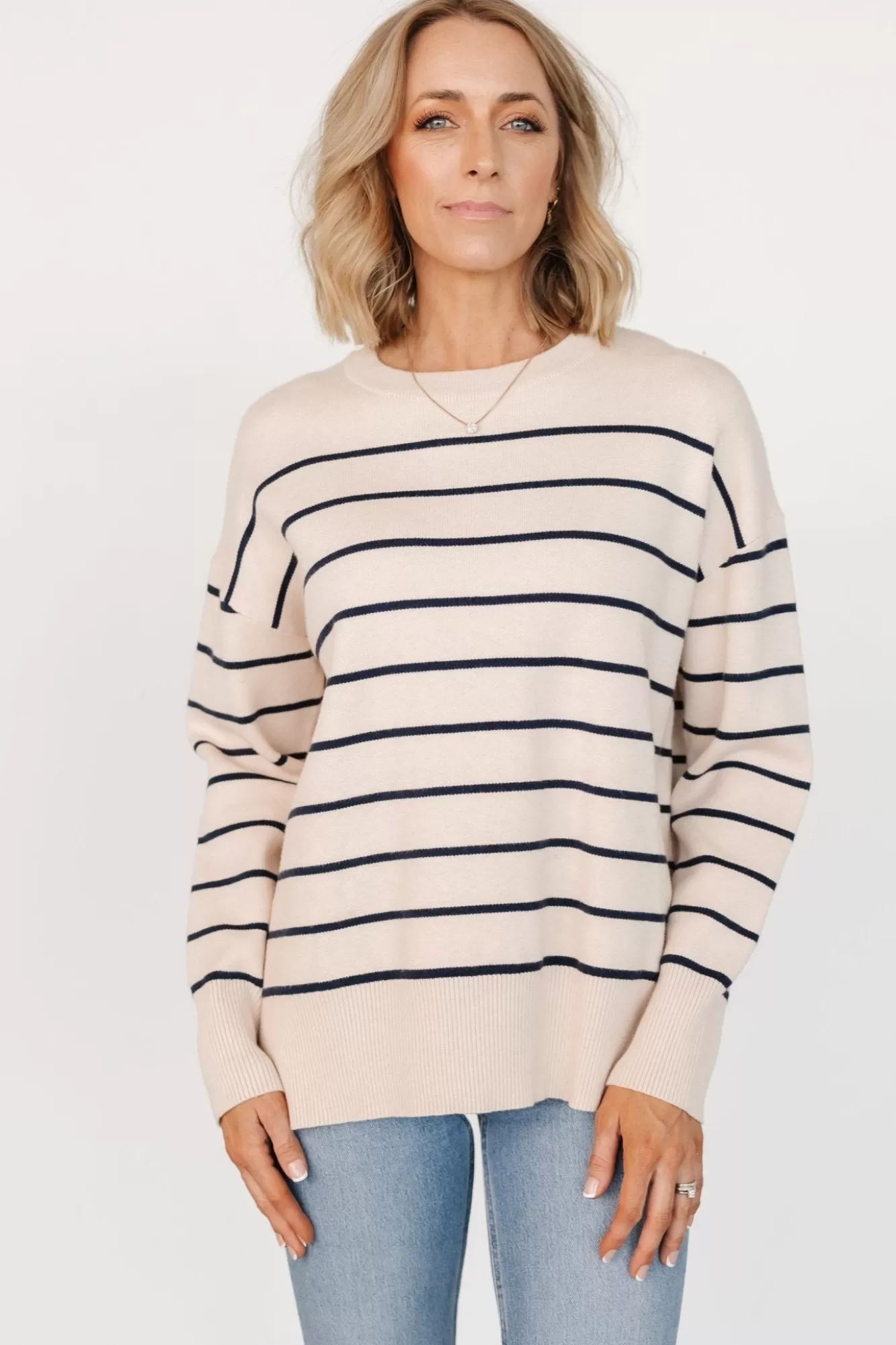 Baltic Born Sweaters | Colmar Striped Sweater | Cream + Navy