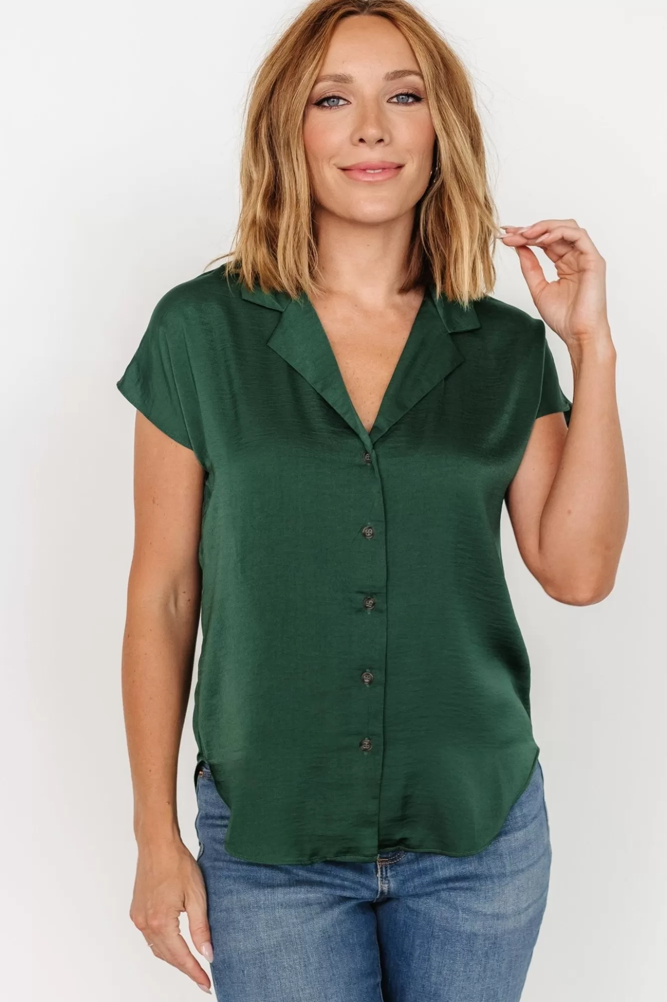 Baltic Born Blouses + Shirts | Corey Button Top | Hunter Green