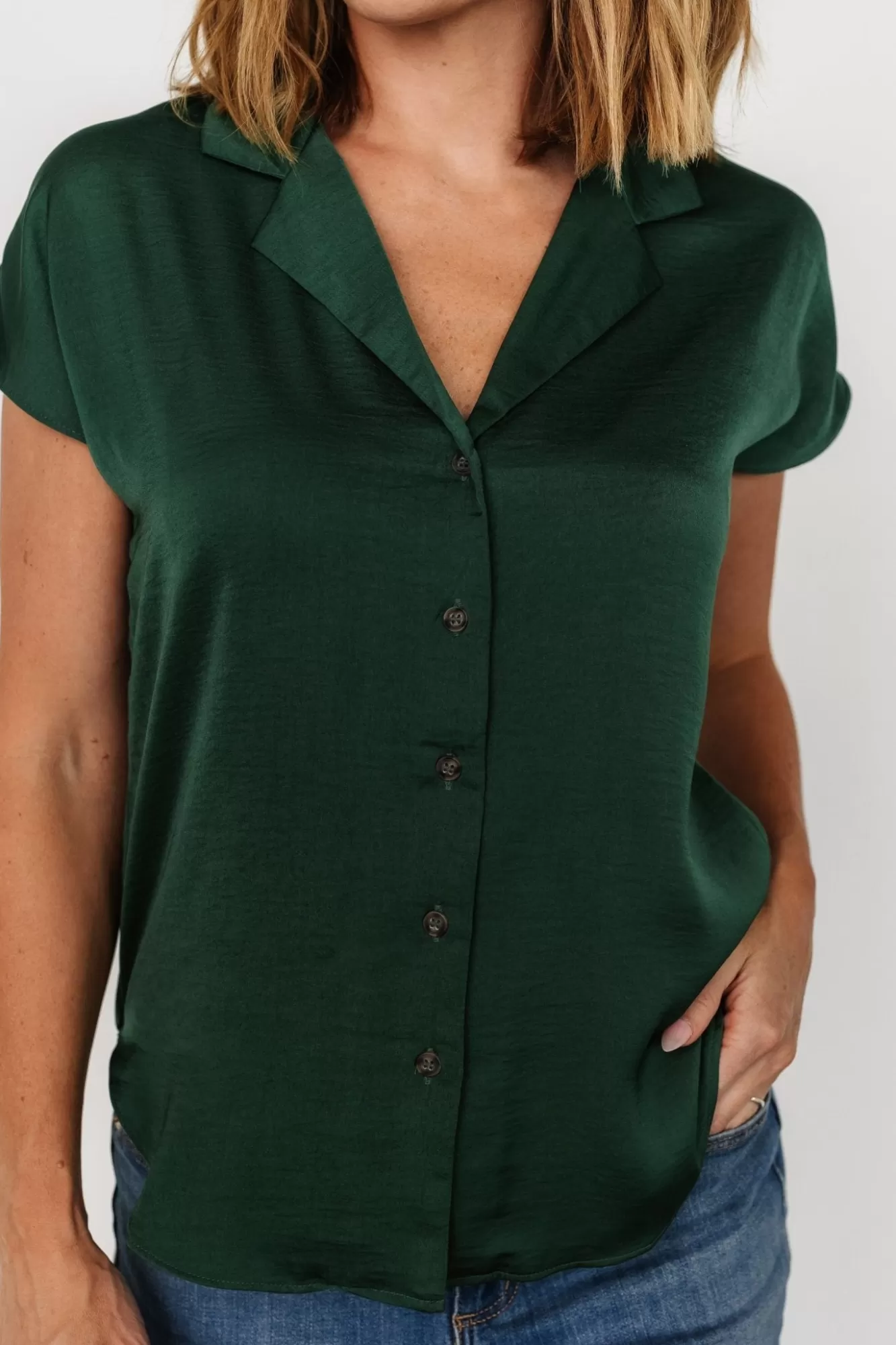 Baltic Born Blouses + Shirts | Corey Button Top | Hunter Green