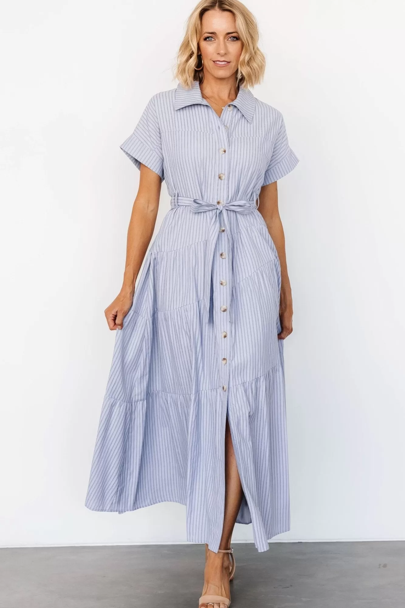 Baltic Born Maxi Dresses | Maxi Dresses | Covey Button Up Maxi Dress | Blue Stripe