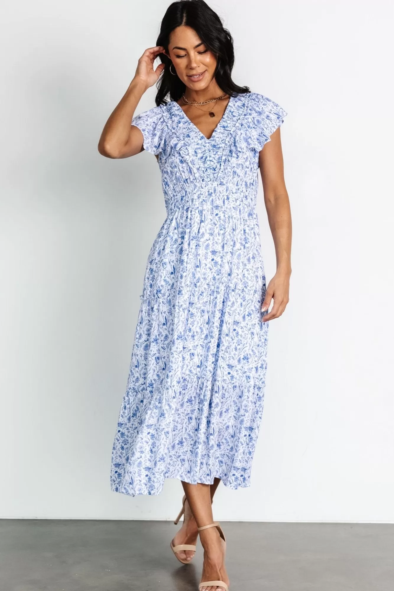 Baltic Born Midi Dresses | Midi Dresses | Crete Midi Dress | Blue + White