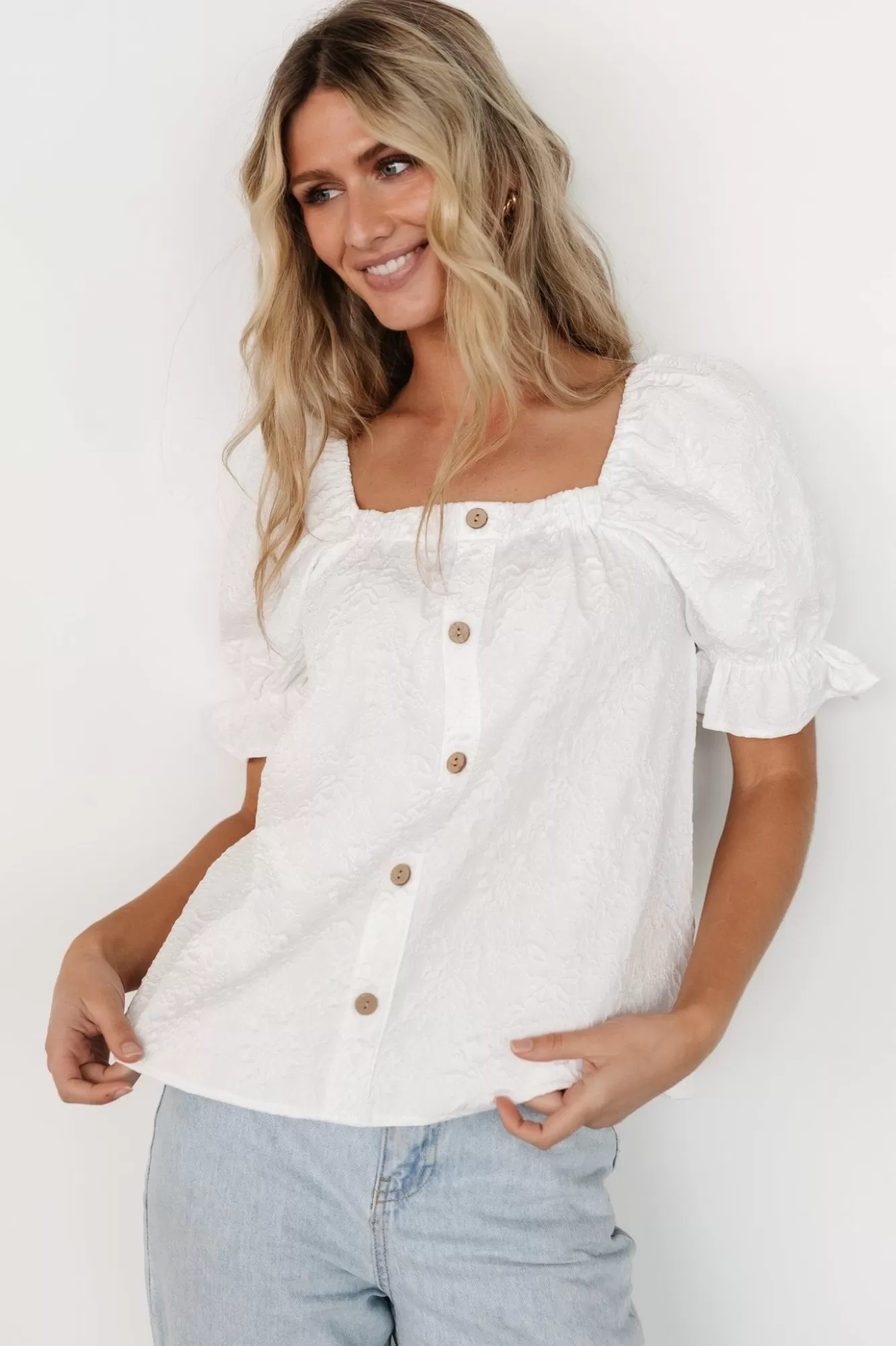 Baltic Born Blouses + Shirts | Dalian Embossed Top | Off White