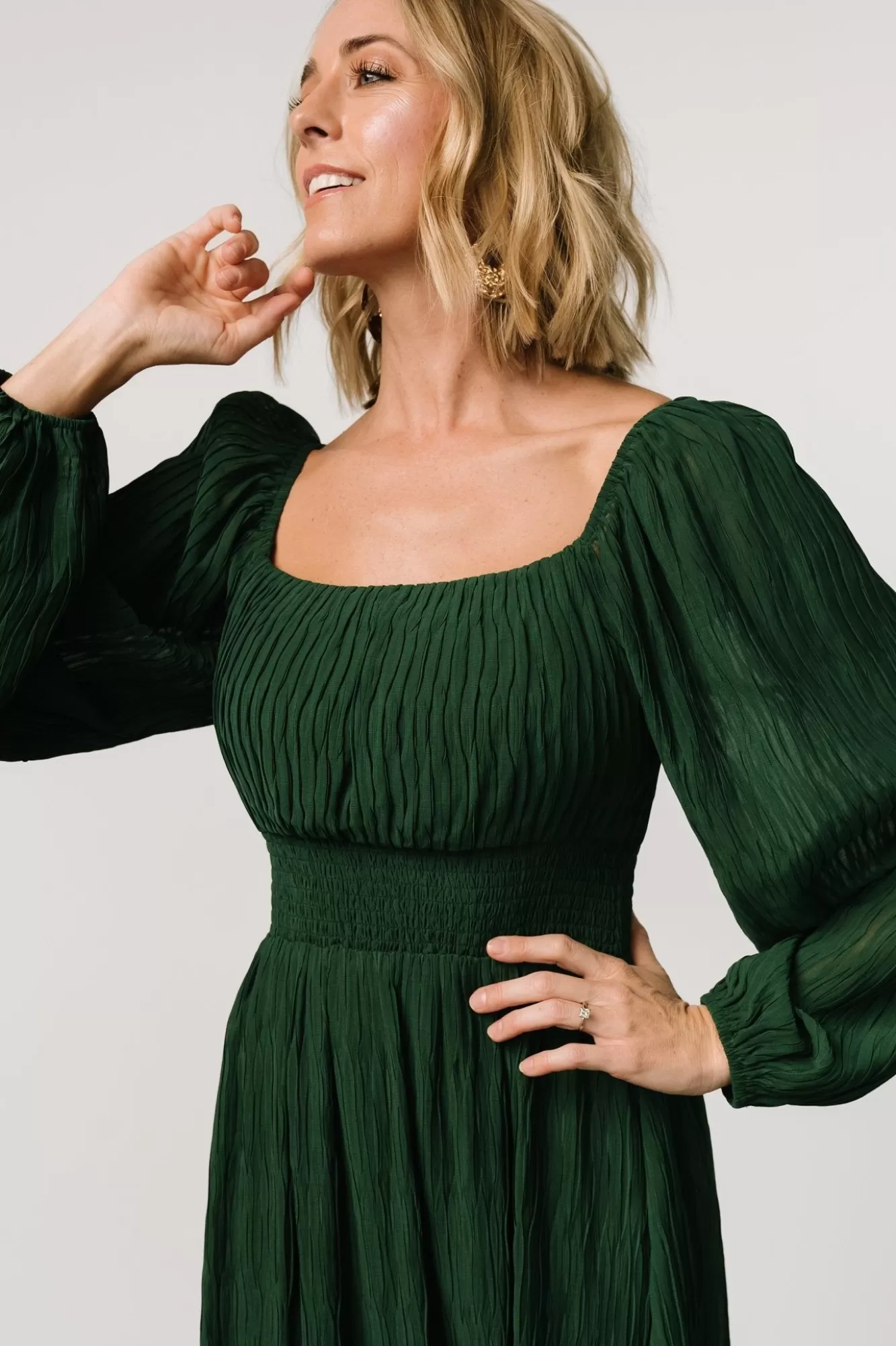 Baltic Born Midi Dresses | Midi Dresses | Dalton Pleated Midi Dress | Dark Green