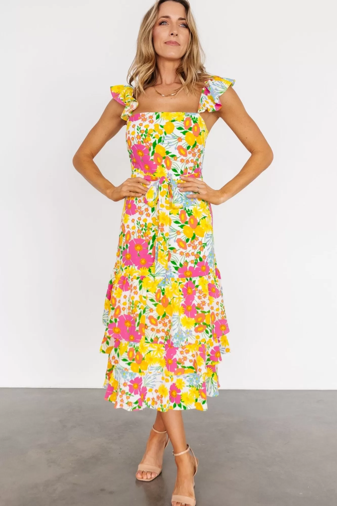 Baltic Born Midi Dresses | Midi Dresses | Dani Ruffle Tiered Midi Dress | Multi Floral