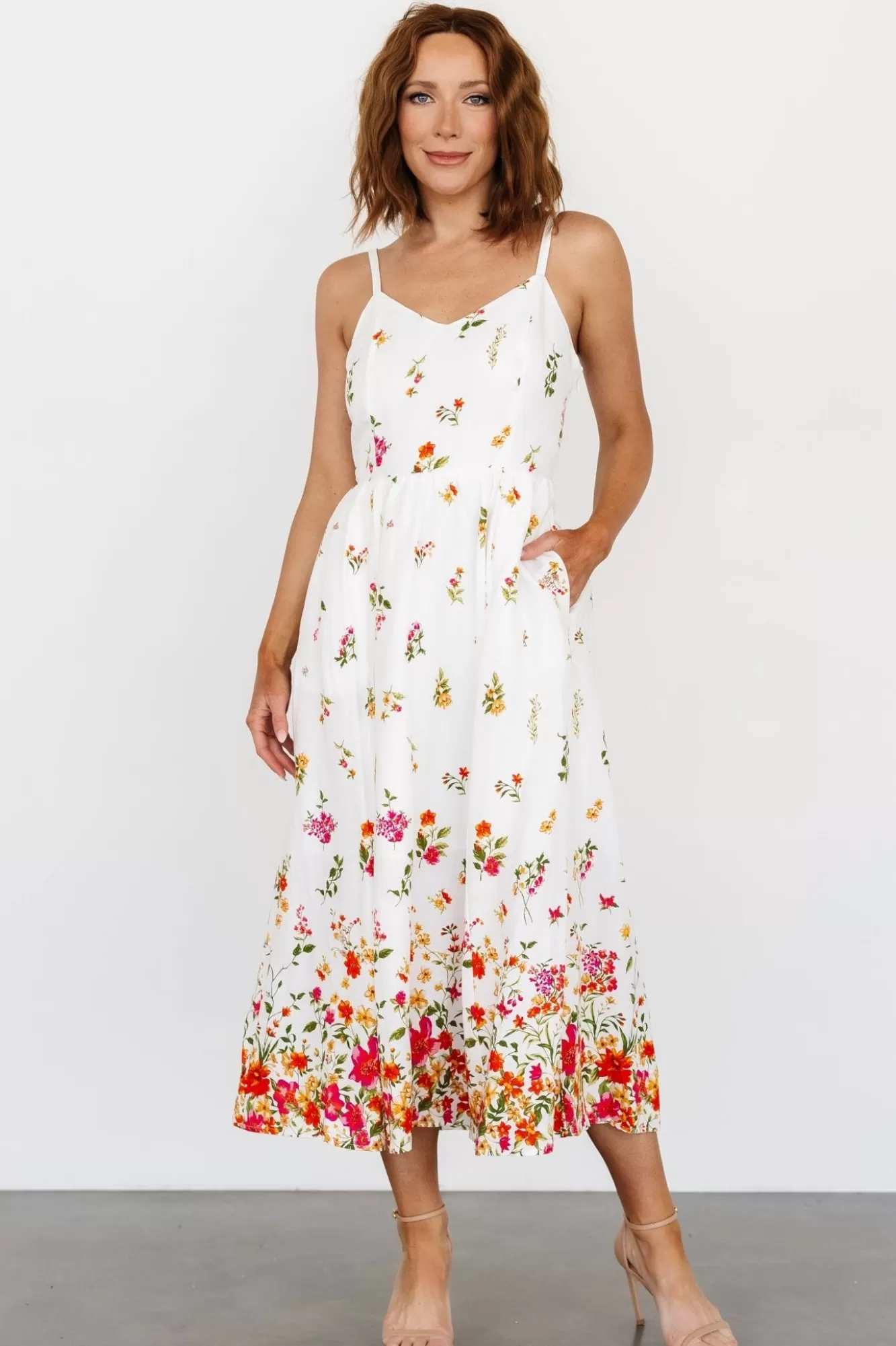 Baltic Born Midi Dresses | Midi Dresses | Daniella Tank Dress | Off White Floral