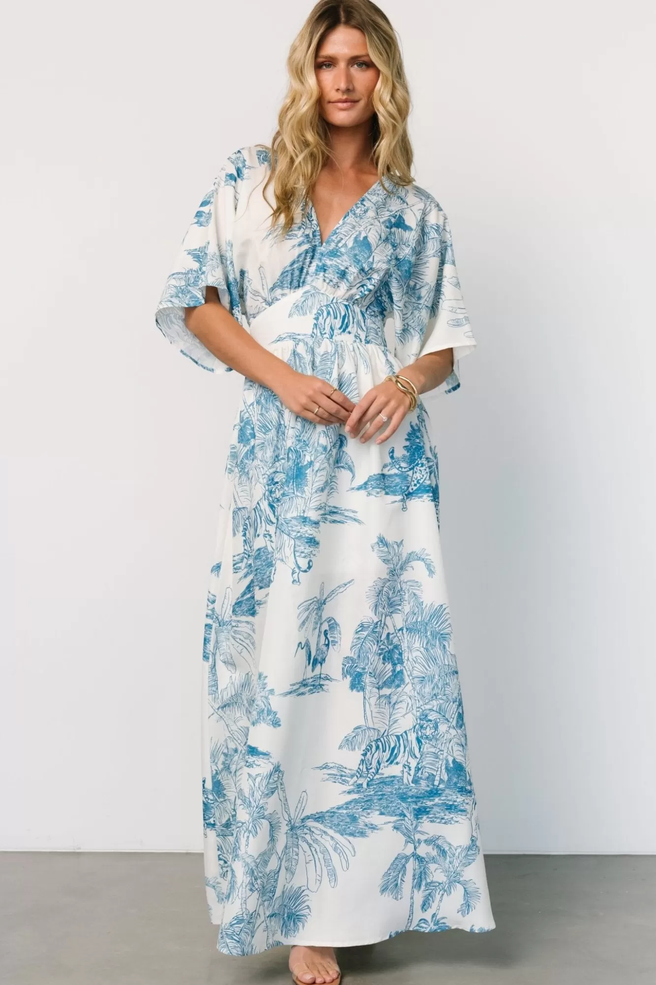 Baltic Born Maxi Dresses | Maxi Dresses | Dara Maxi Dress | Ivory + Blue Print