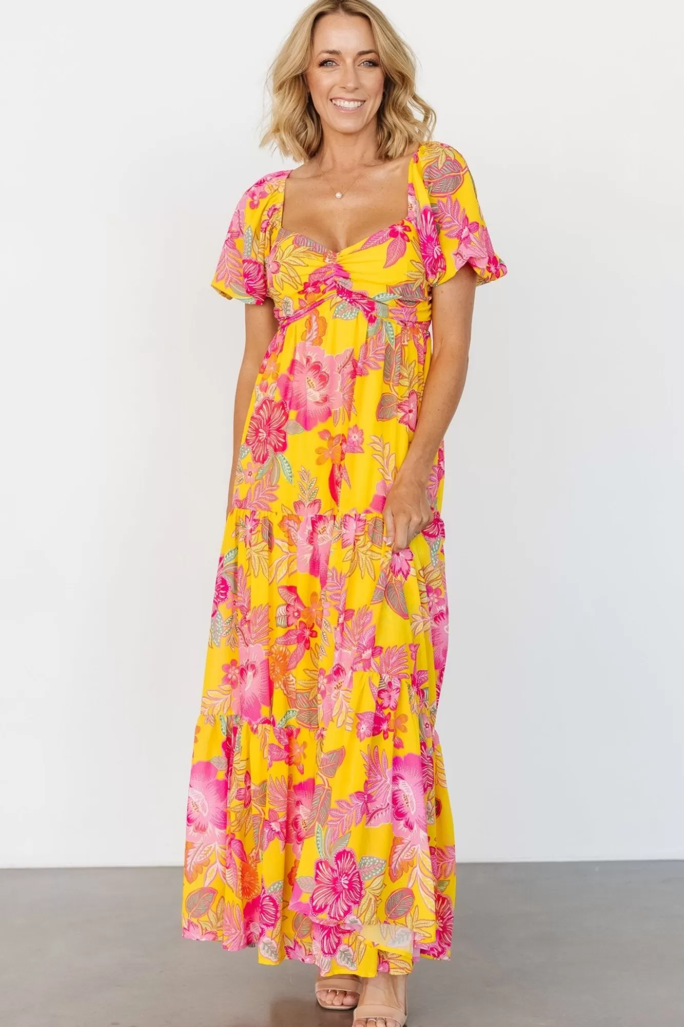 Baltic Born Maxi Dresses | Maxi Dresses | Darla Maxi Dress | Yellow + Pink Floral