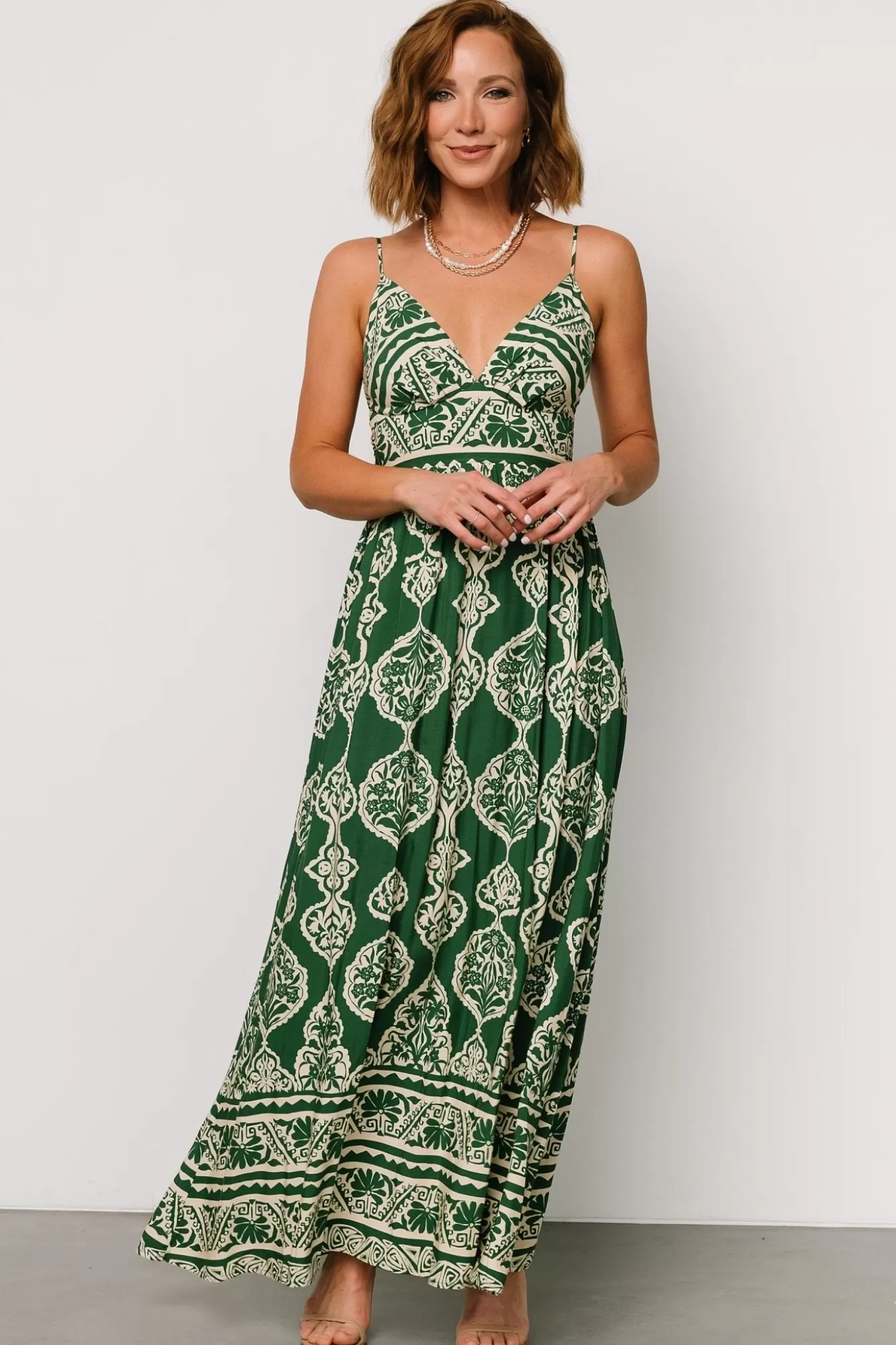 Baltic Born Maxi Dresses | Maxi Dresses | Davinah V Neck Maxi Dress | Green Print