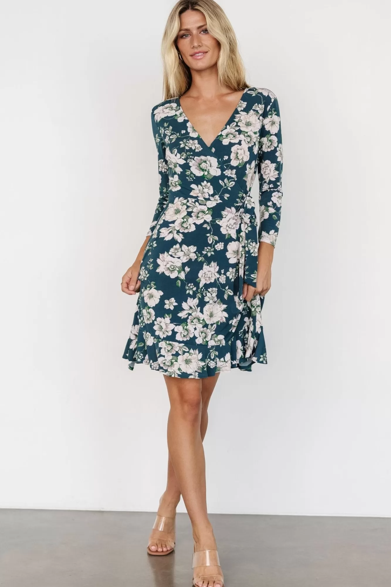 Baltic Born Short Dresses | Short Dresses | Declan Short Dress | Dark Green Floral