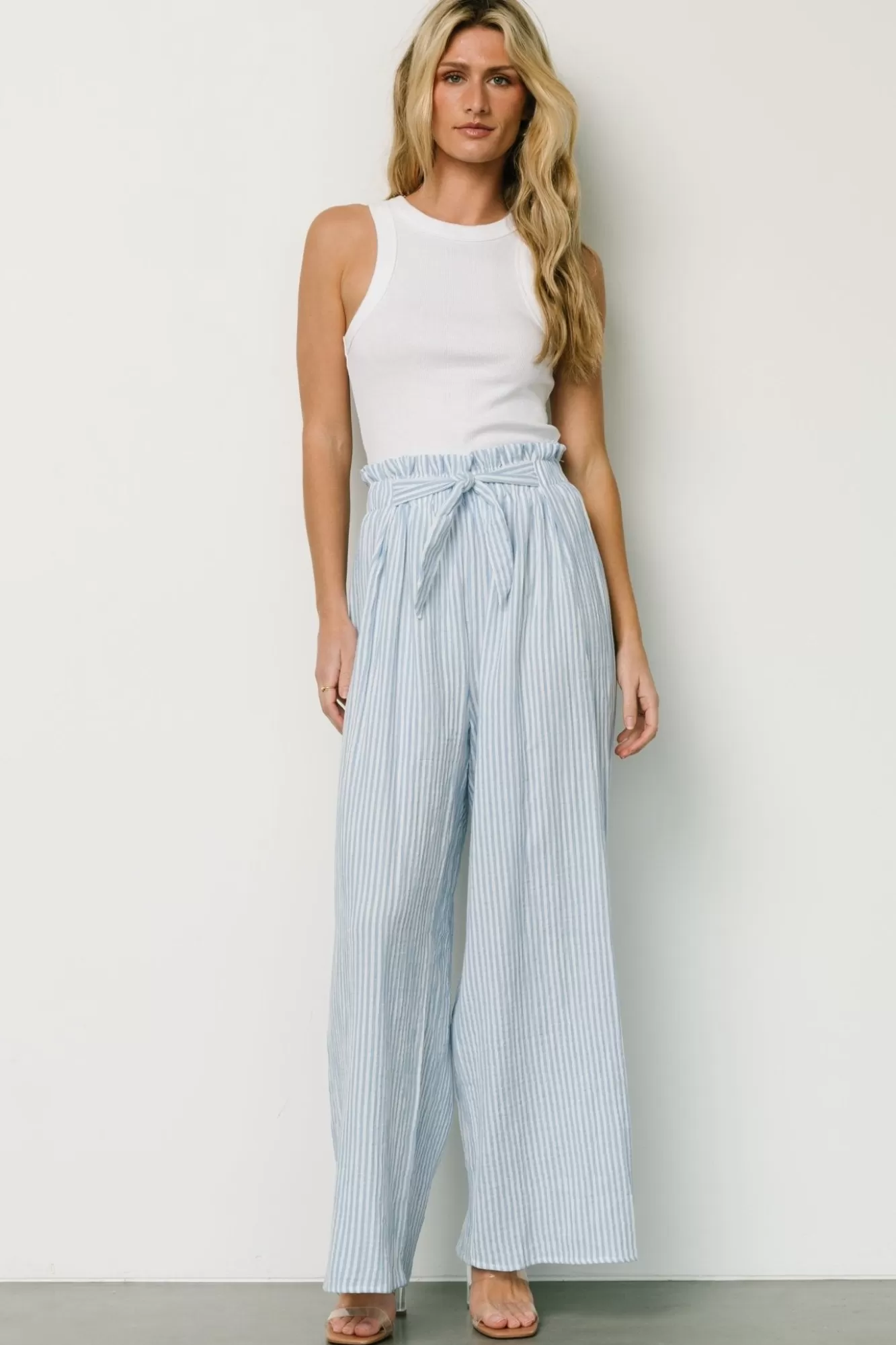 Baltic Born Pants | Delphi Wide Leg Pants | Blue Stripe