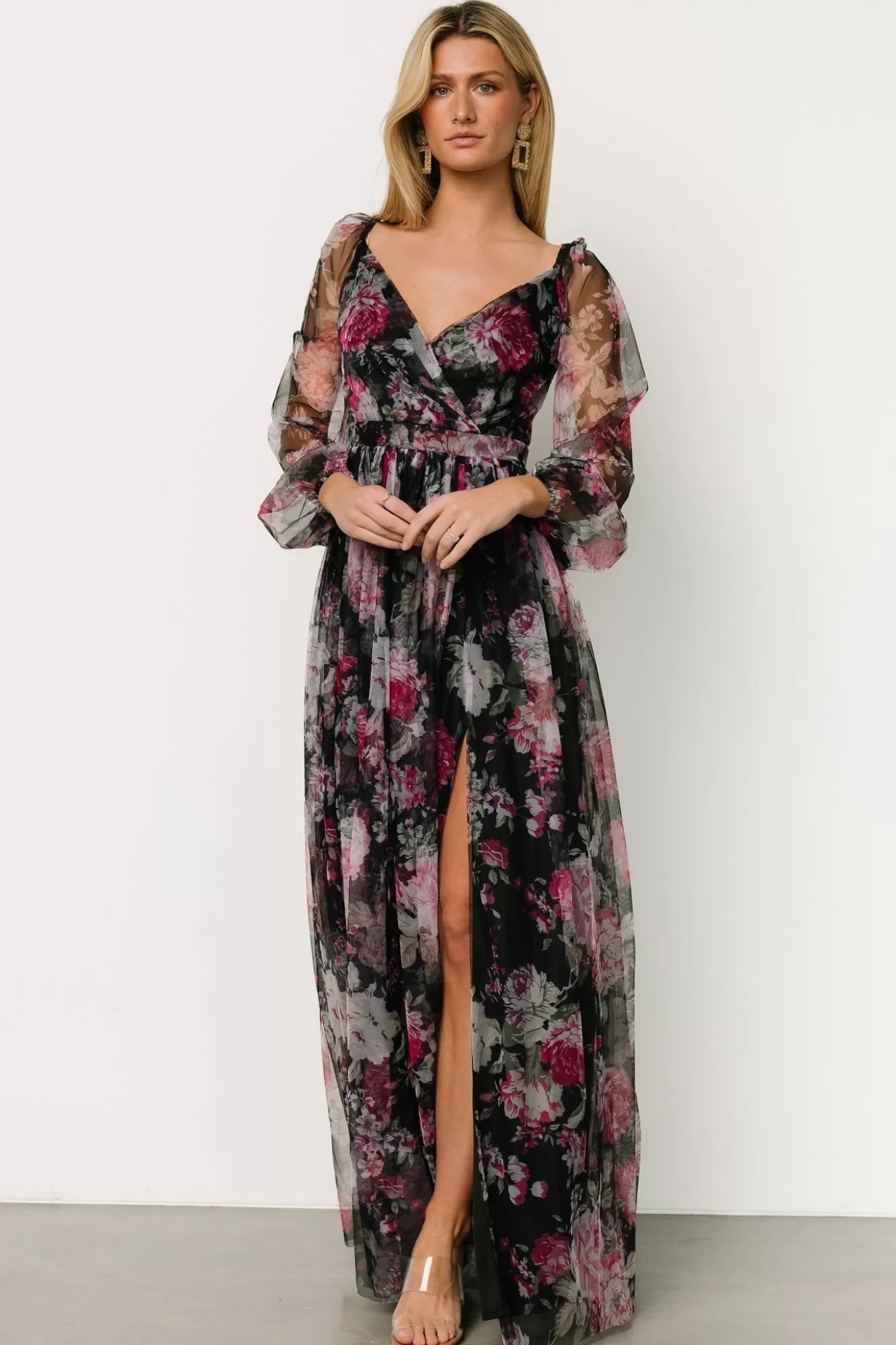 Baltic Born Maxi Dresses | Maxi Dresses | Desiree Tulle Maxi Dress | Black + Fuchsia