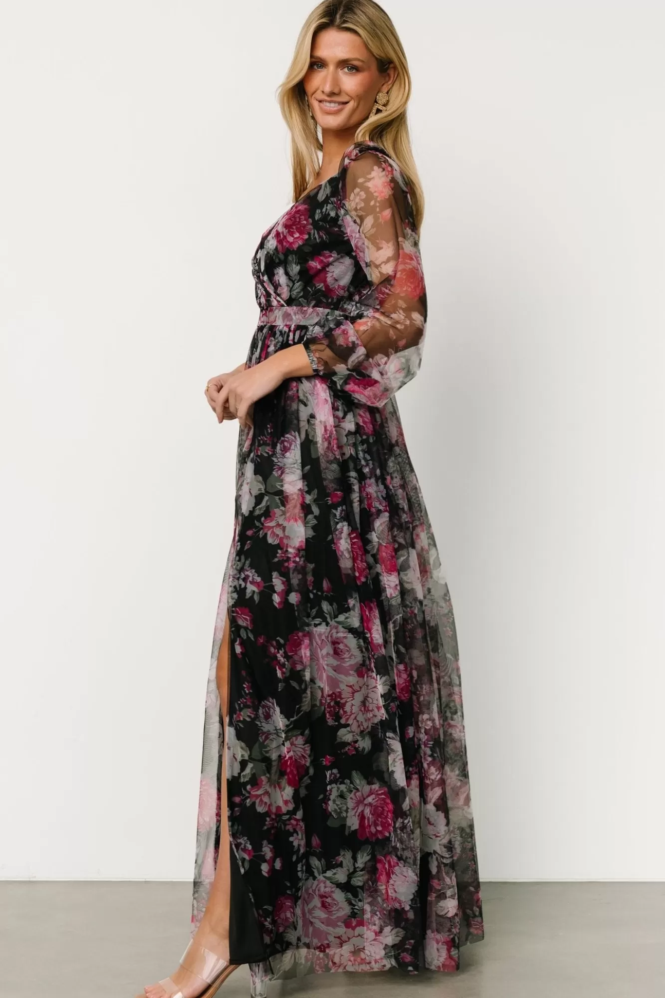 Baltic Born Maxi Dresses | Maxi Dresses | Desiree Tulle Maxi Dress | Black + Fuchsia