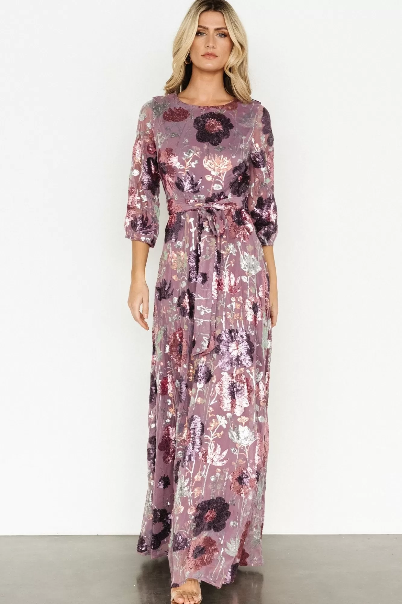 Baltic Born Maxi Dresses | Maxi Dresses | Destiny Sequin Maxi Dress | Lilac Floral